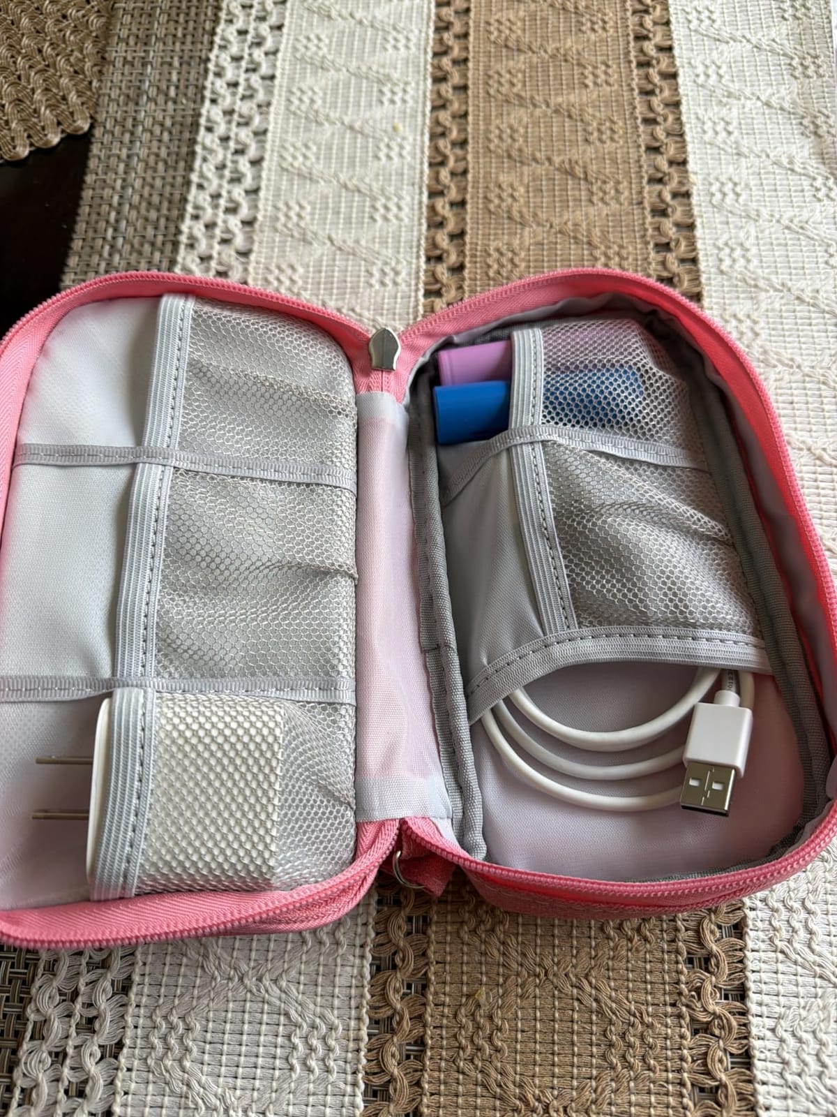 FYY Electronic Organizer, Travel Tech Pouch Bag, Cable Organizer Cyan | Wrist Strap, Waterproof, Double Layers Portable Electronics Travel Carrying Case for Cord, Charger, Daily Business Trips Use customer photo 1