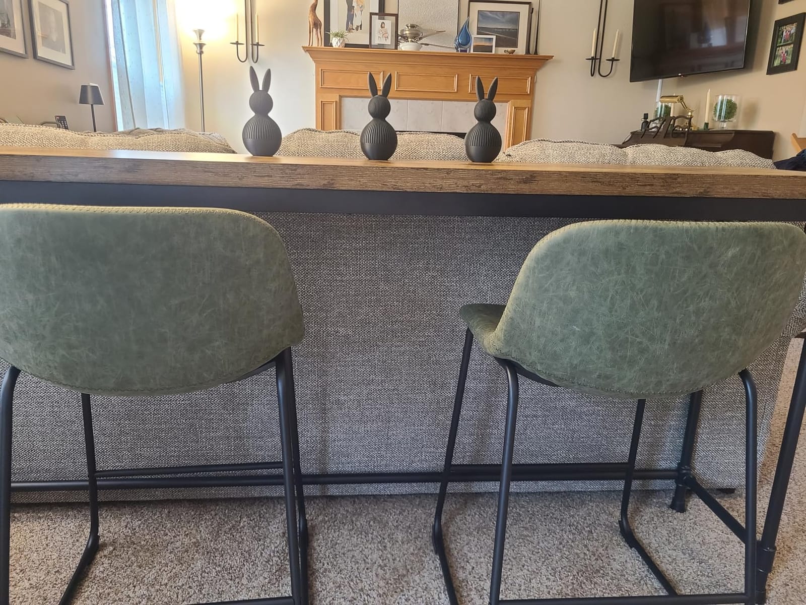 TAVR 24 inch Counter Height Stools Set of 2, Hold up to 500 lbs, Black | Armless Faux Leather Bar Stools with Alloy Steel Legs & Soft Backrest for Kitchen Island customer photo 2