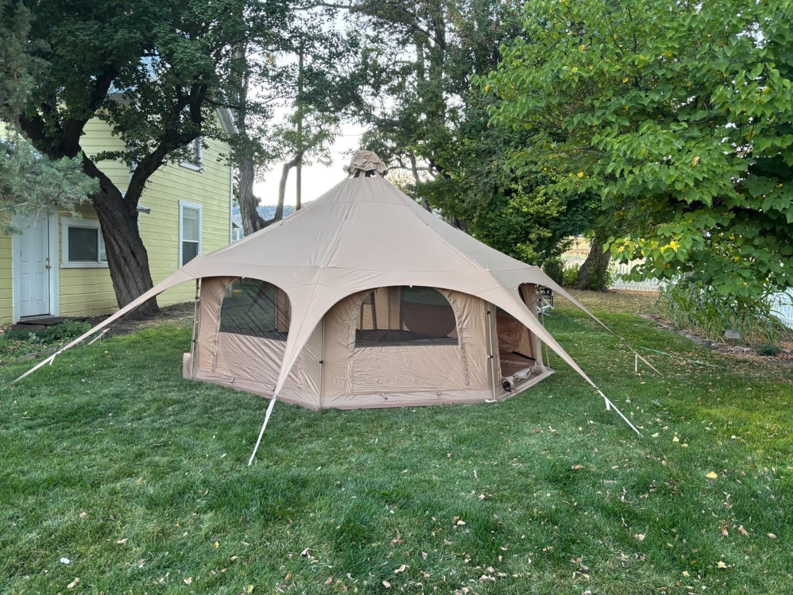 MC TOMOUNT Canvas Bell Tent with Stove Jack, 16.4ft*High9.2ft Glamping Tent | 4 Seasons Yurt Tent for Family Camping, Removable Floor, 8 Mesh Windows for 6-10 Person customer photo 1
