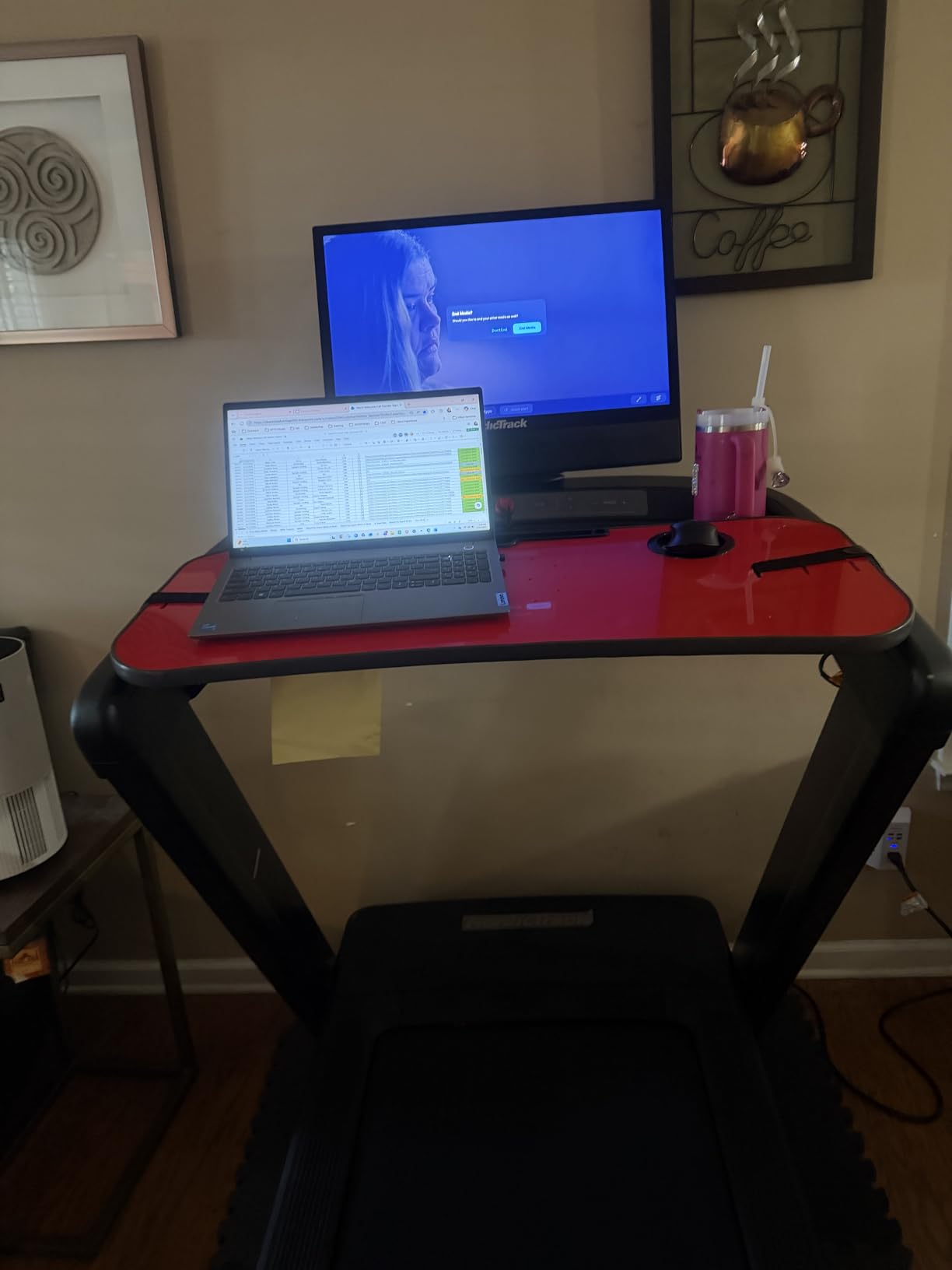 Treadmill Desk Attachment, 36 Inches Tread Tray Workstation Handlebars Platform with Laptop Holder, Cup Tablet Holder, Ergonomic Stand with Cooling Holes (Black) customer photo 2