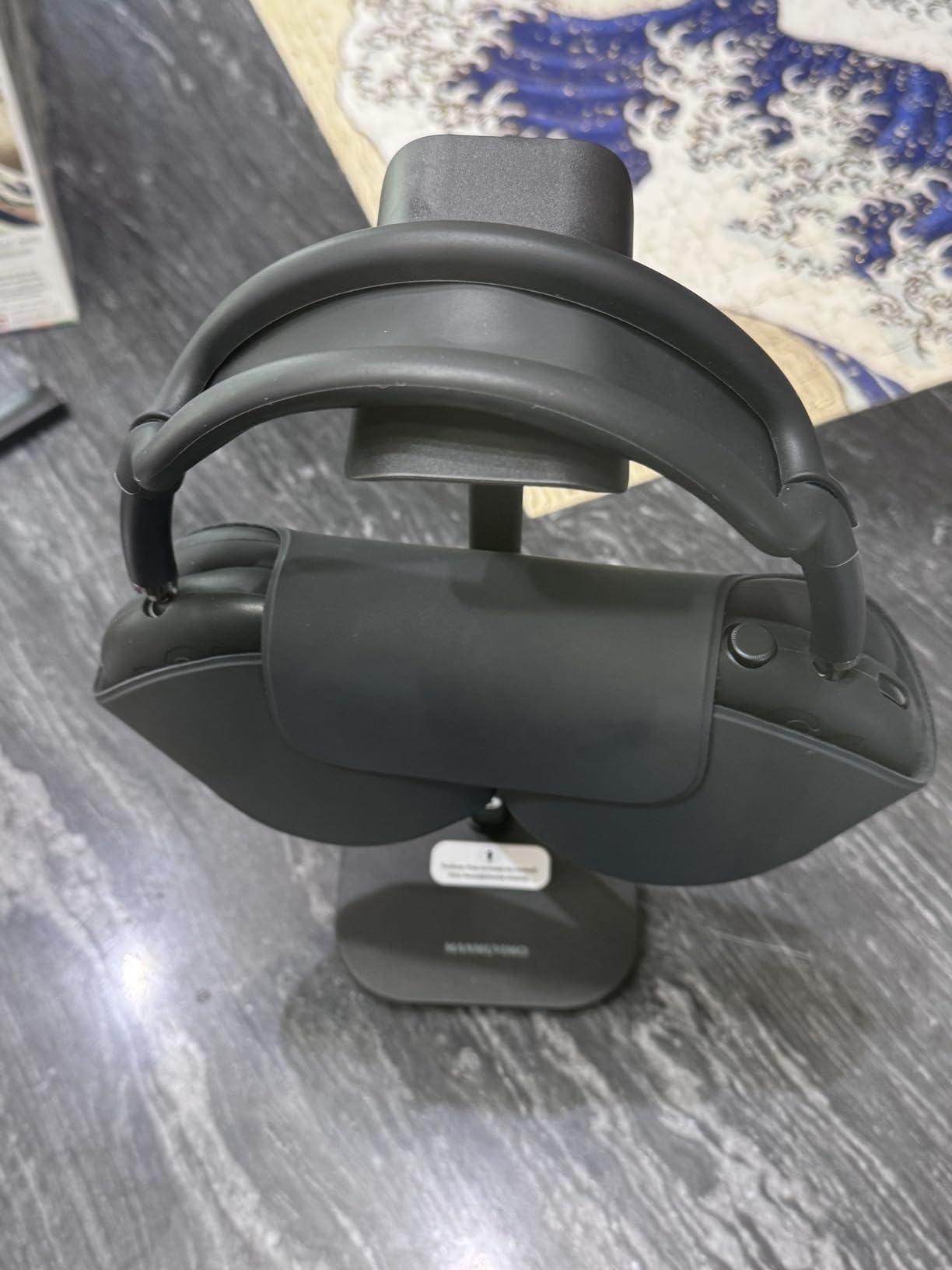 Headphone Stand, Desktop Headset Holder Heavy Base Desk Earphone Stand Aluminum Gaming Headset Hanger Rack for AirPods Max, AirPods, AirPods Pro, Sony, Beats, Bose, Razer and More(Black) customer photo 1