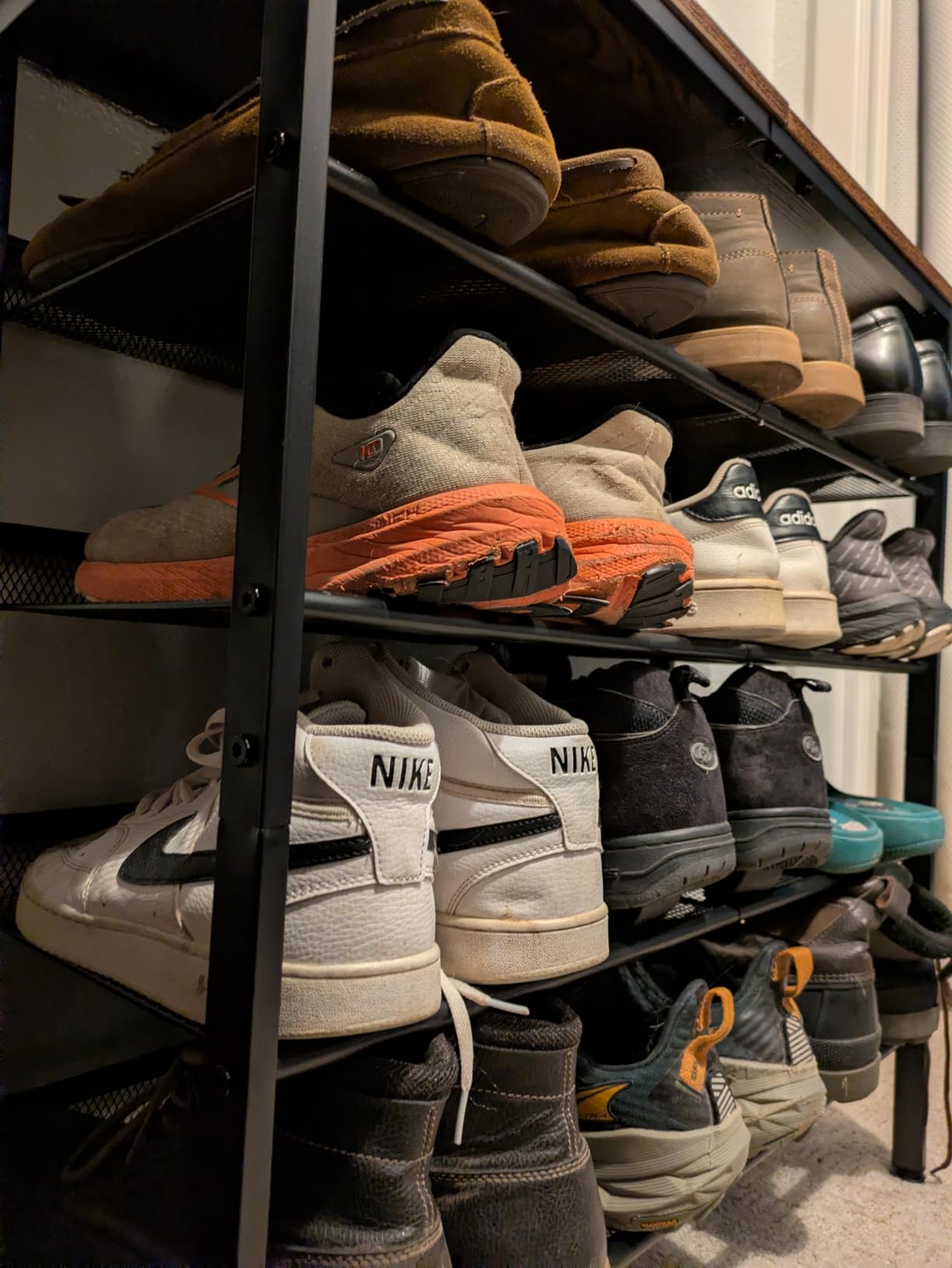 HOOBRO Shoe Rack for Entryway, 5-Tier Shoe Organizer with Adjustable Mesh Shelves, 16-20 Pairs of Shoes, Spacious Floor Mount, Metal, Industrial, Shoe Shelf for Closet, Rustic Brown BF12XJ01 customer photo 1