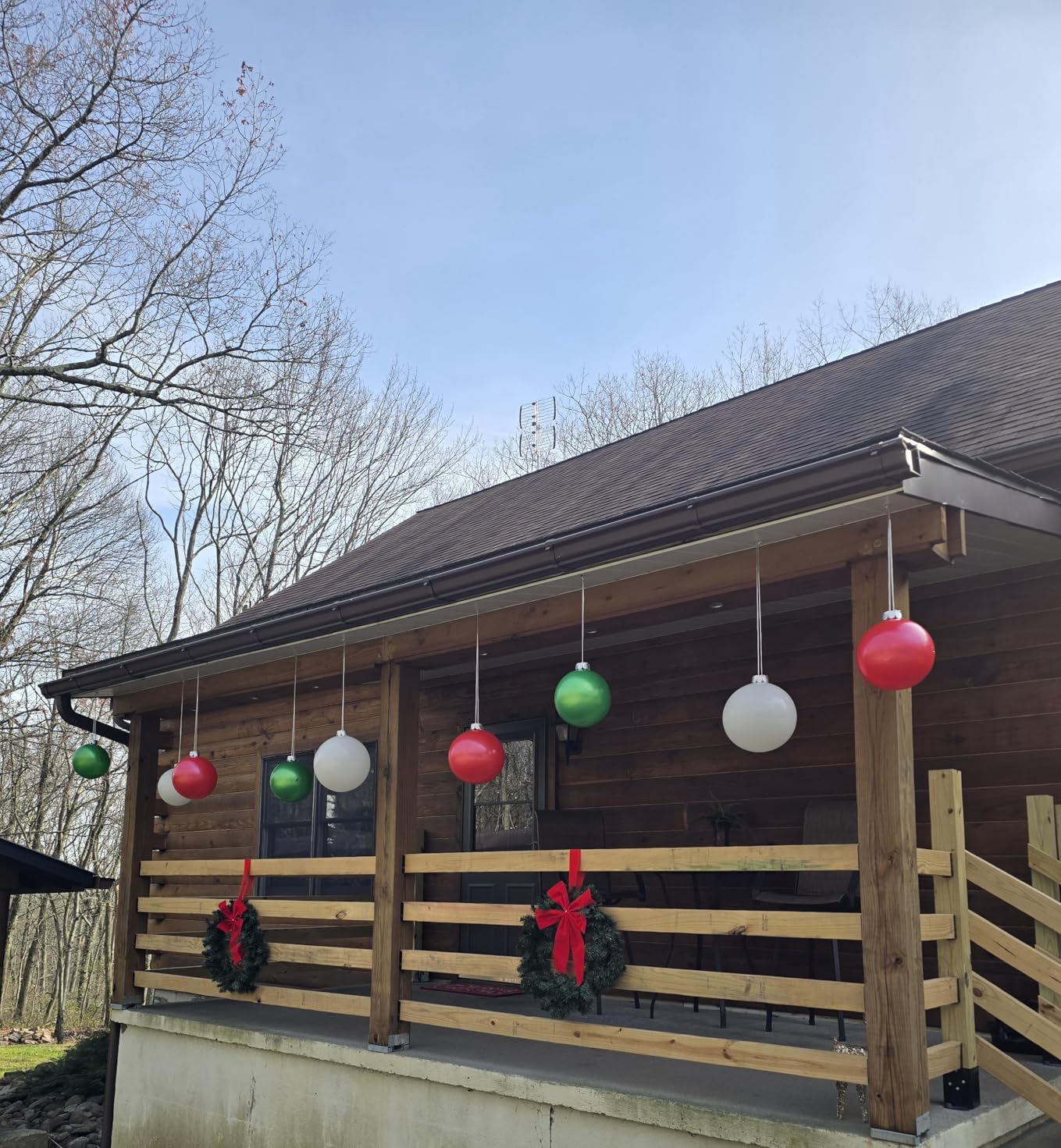 YHFUISK 9 PCS Outdoor Christmas Decorations, 11 Inch Large Inflatable Christmas Balls, Christmas Ornaments Decor for Front Door Yard customer photo 1