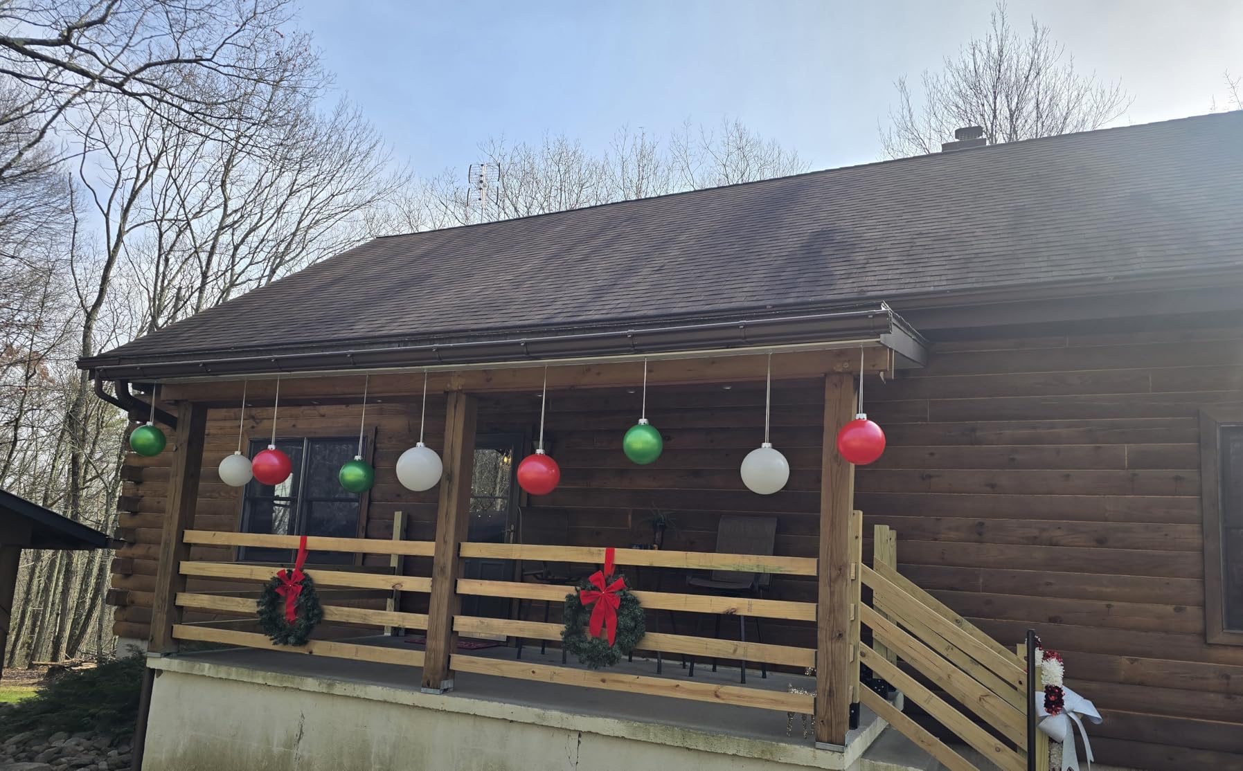 YHFUISK 9 PCS Outdoor Christmas Decorations, 11 Inch Large Inflatable Christmas Balls, Christmas Ornaments Decor for Front Door Yard customer photo 2