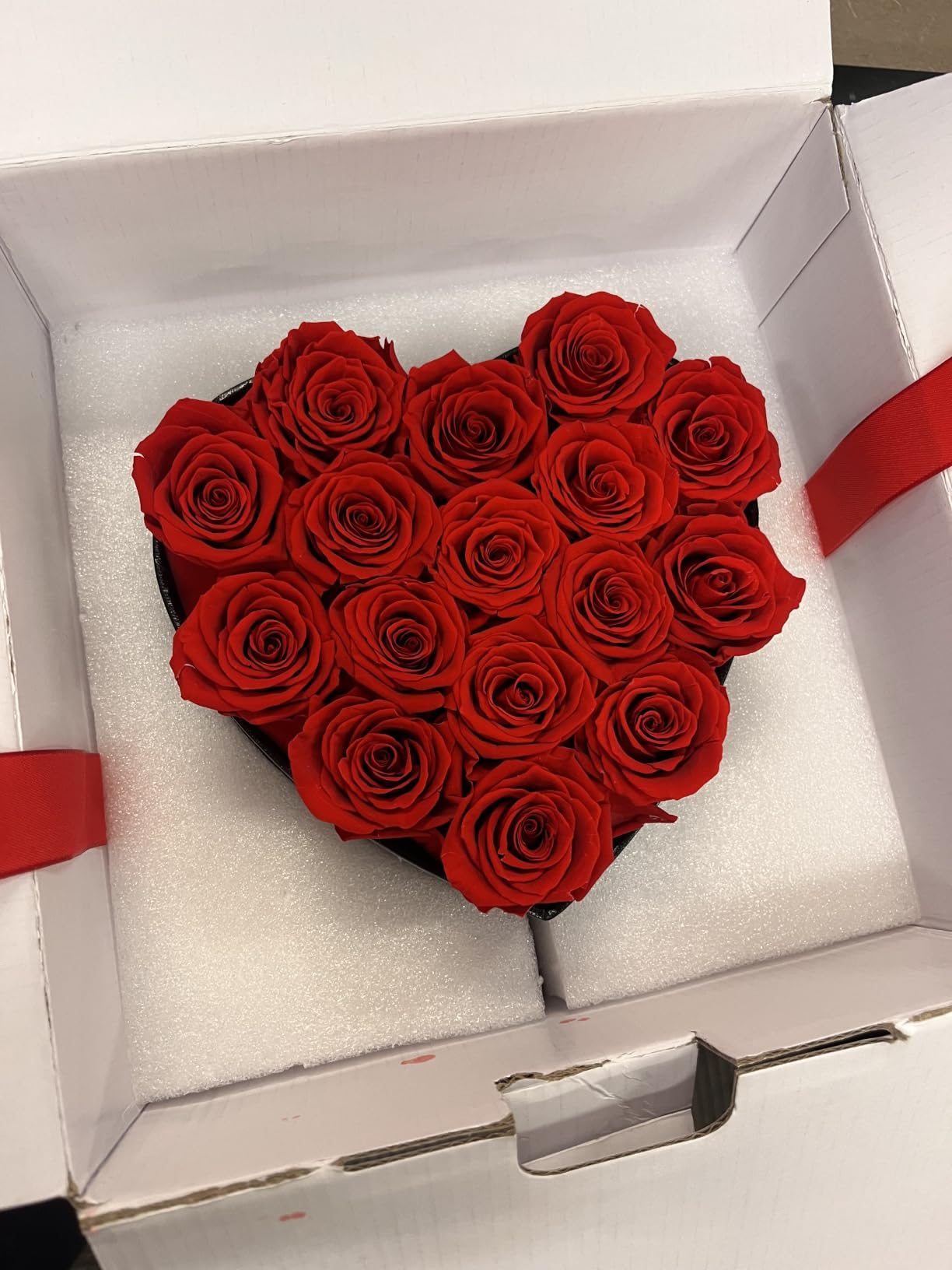 GLAMOUR BOUTIQUE Preserved Flowers, 16 Forever Red Roses in Heart Gift Box | Eternal flower bouquet, birthday and anniversary gifts for her, mom, girlfriend, wife, women; romantic Valentines Day roses customer photo 1
