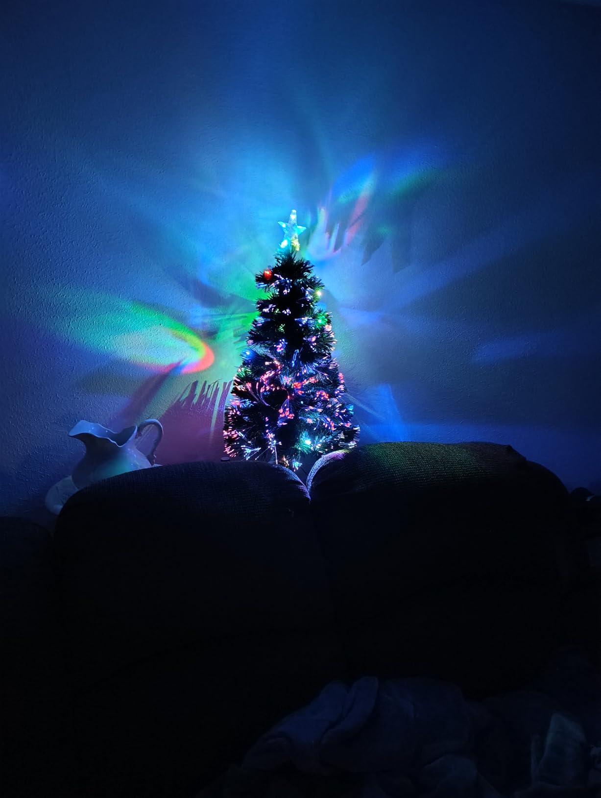 Prsildan 3 FT Fiber Optic Christmas Tree with Lights Artificial Xmas Trees | Pre-Lit, Multi-color LEDs, with Snowflakes & Top Star, Small Lighted Fake Tabletop Christmas Tree, Holiday Home Decor customer photo 1