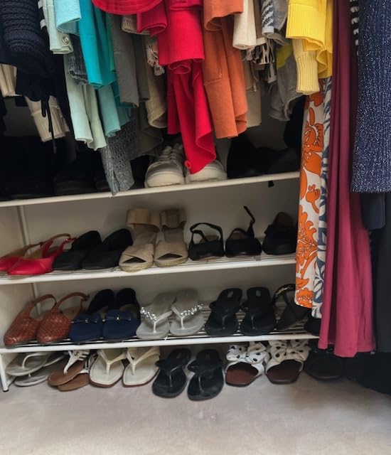 KEETDY 3-Tier Long Shoe Rack for Closet Metal Shoe Organizer for Entryway, Wide Stackable Shoe Storage Shelf with Sturdy Wire Grid for Closet Floor, Bedroom, Black customer photo 1