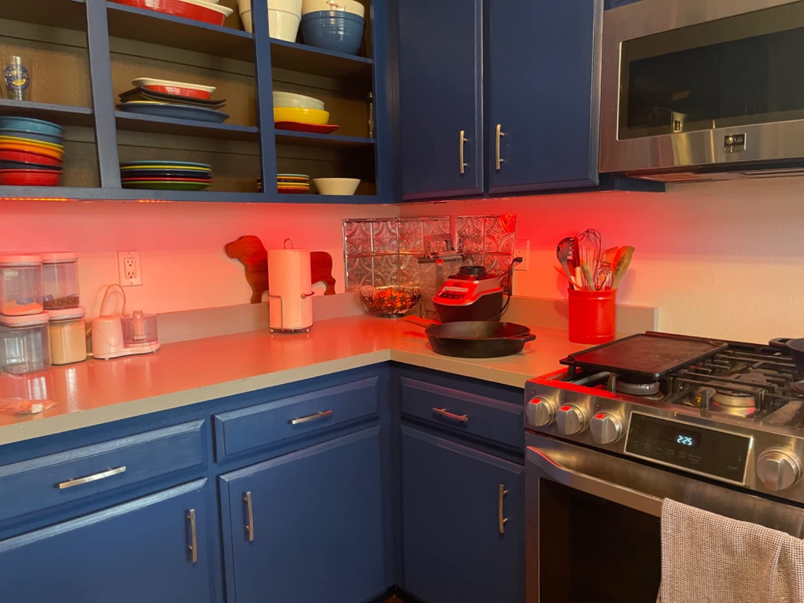 Under Cabinet LED Lighting Kit, RGB Color & Bright Warm White Light, Slim Linkable LED Light Bars with Power Adapter, Controller, Extension Cords, Max 24W, Dimmable, RGB + 3000K customer photo 2
