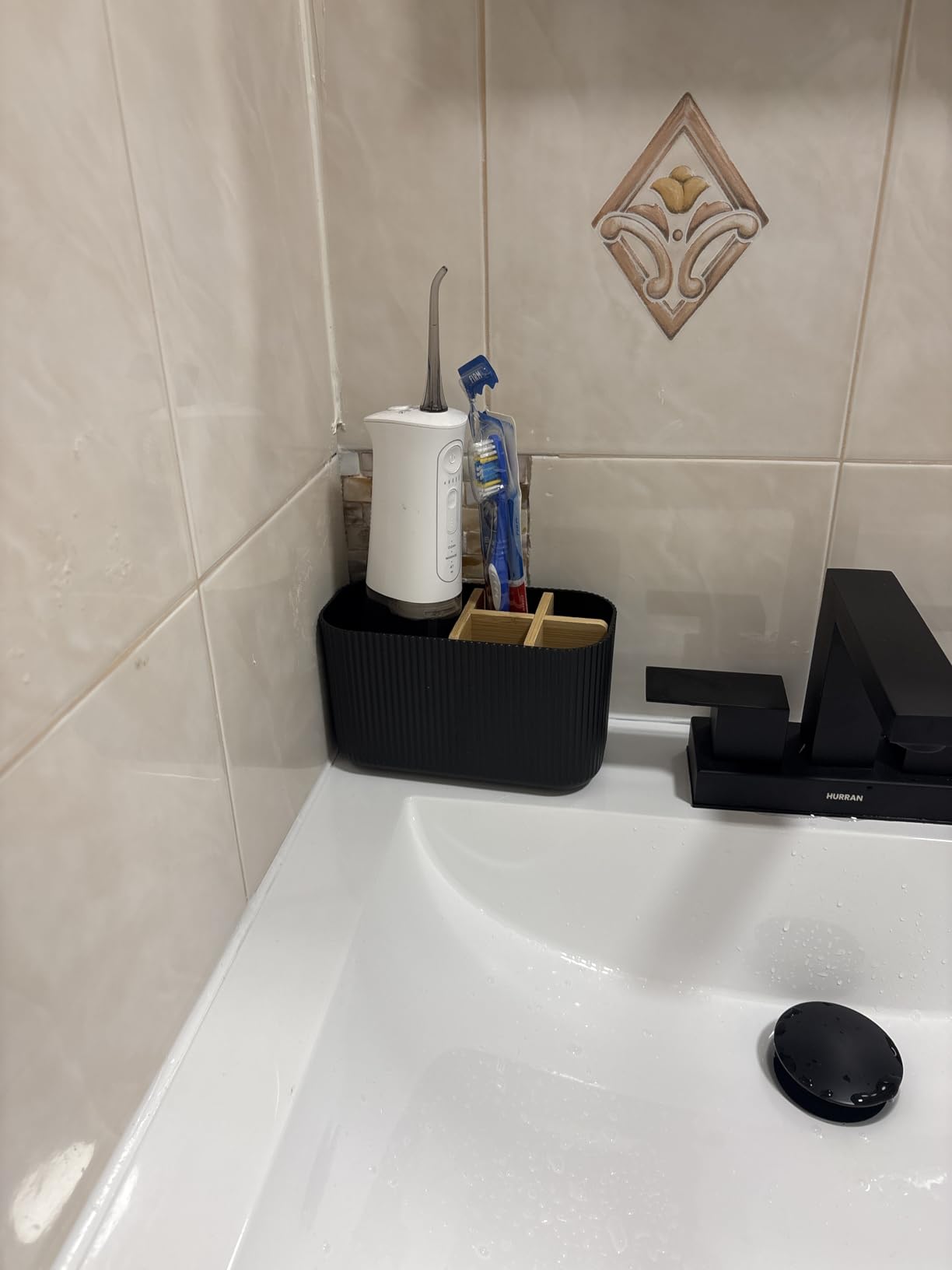 GFWARE Toothbrush Holders for Bathrooms, 5 Slots Bamboo Toothbrush Holder Kids Electric Toothbrush Holder and Toothpaste Holder for Bathroom Countertop Accessories Storage, Marble Toothbrush Organizer customer photo 2
