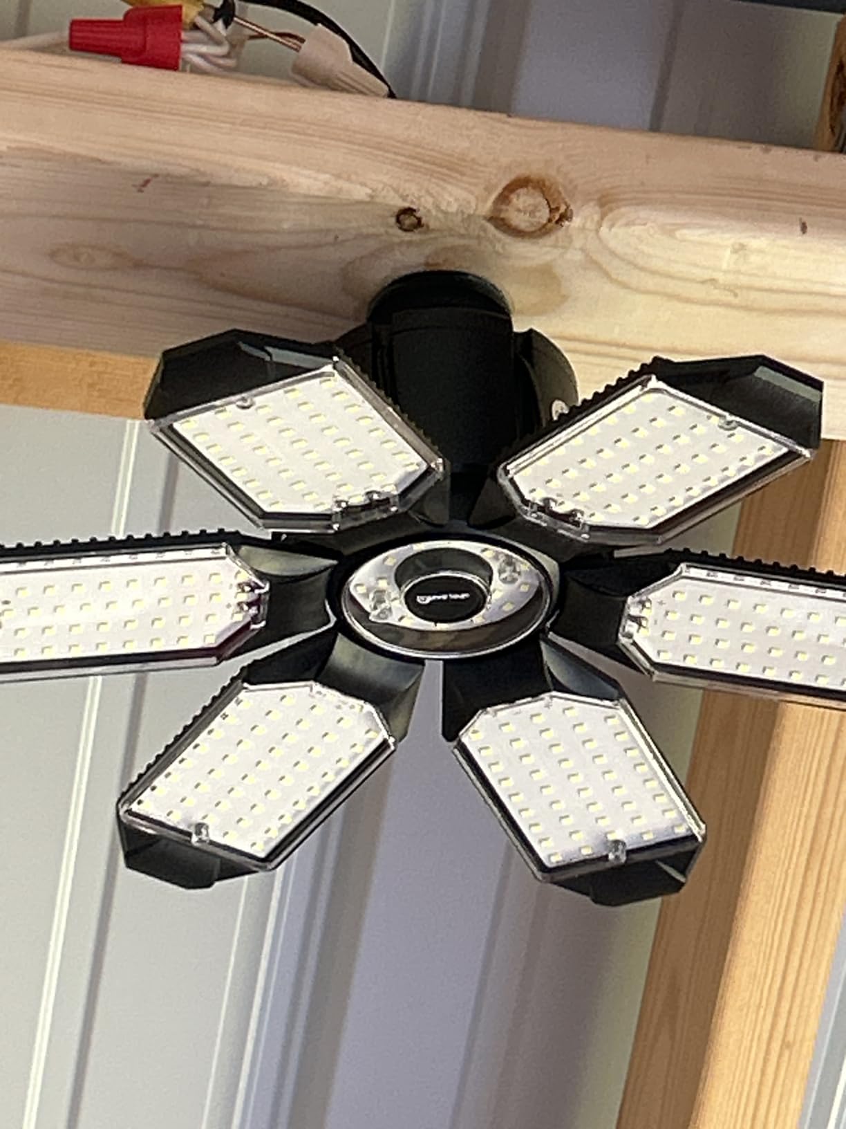 Garage Lights - 32000LM LED Garage Ceiling Lights 6500K Daylight, Super Brighter LED Shop Light w/ 6 Deformable Panels Screw in E26/E27 Light Bulb for Workshop Storage Warehouse Attic - 2Pack customer photo 2