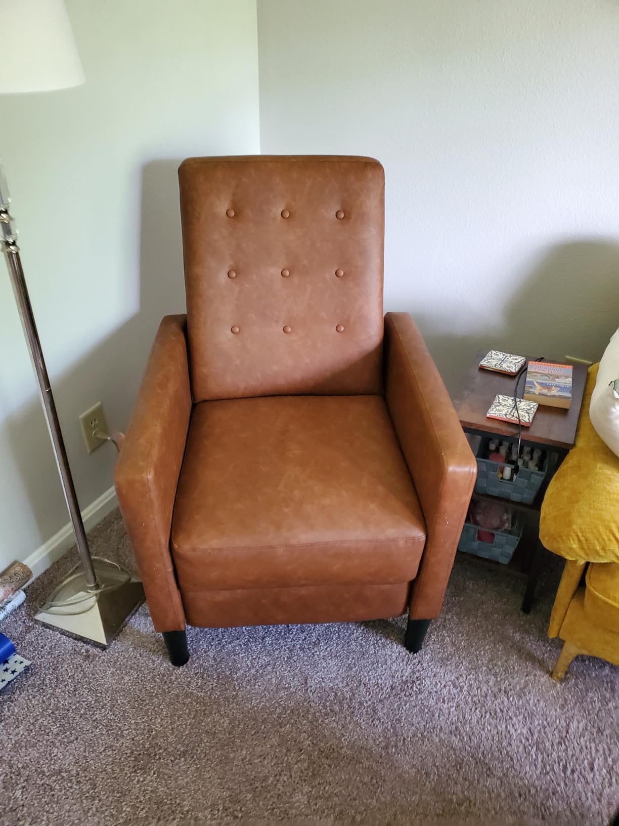 Yaheetech Fabric Recliner Chair Tufted Upholstered Single Sofa Blue | Mid Century Modern Accent Armchair with Adjustable Back & Footrest & Pocket Spring for Living Room Bedroom Home Theater customer photo 2
