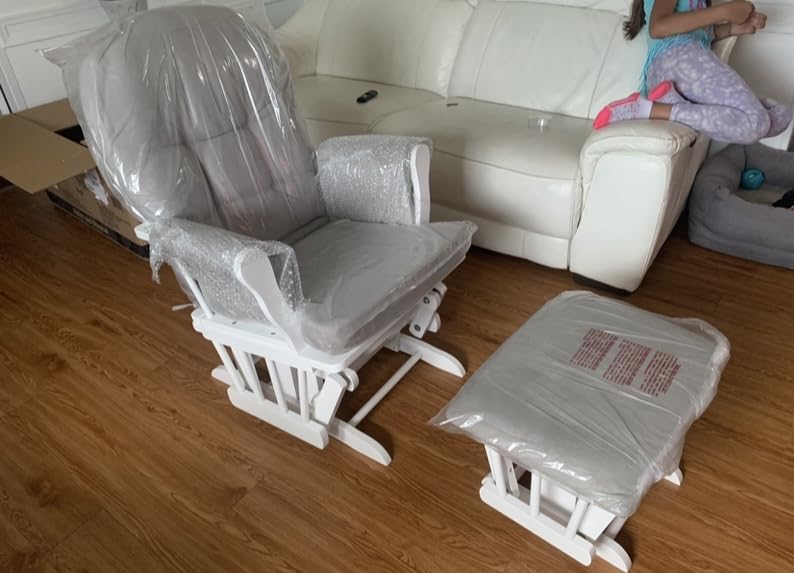 Angel Line Grayson Glider and Ottoman, White w/Gray Cushion customer photo 2