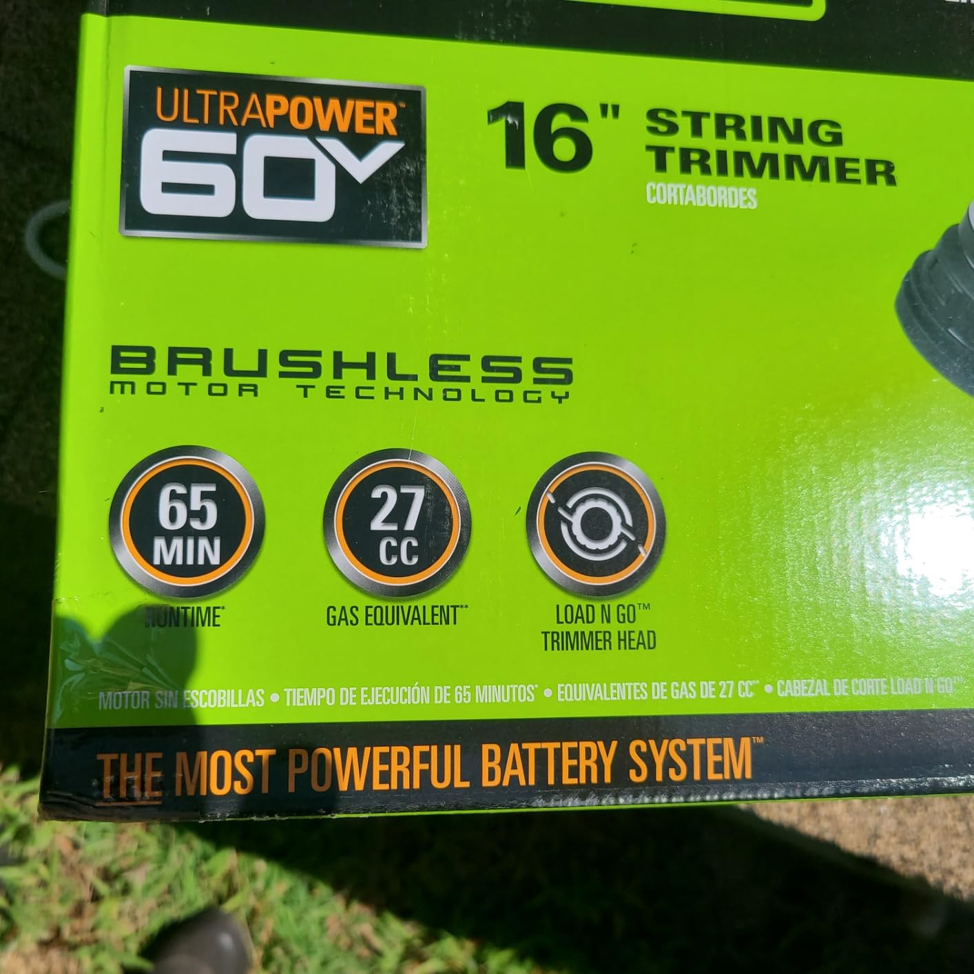 Greenworks 60V 16 Inch Brushless Cordless String Trimmer, Weed Wacker/Weed Eater with 2.5Ah Battery & Charger, Load N' Go Bump Feed, 53min Runtime, 26cc Gas Equivalent, 4 Year Warranty customer photo 2