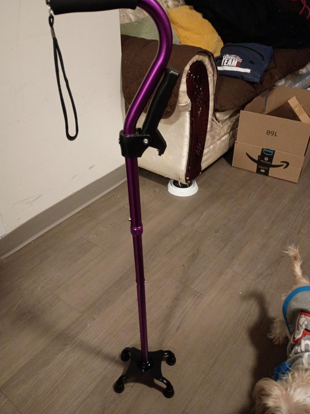 Adjustable Walking Cane for Men & Women with 4-Pronged Base for Extra Stability - Foldable Cane for Seniors with Foam Padded Offset Handle for Soft Grip & a Second Handle for Standing customer photo 1