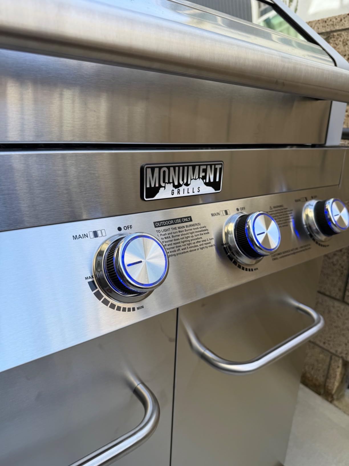 Monument Grills Larger 4-Burner Propane Gas Grills Stainless Steel Cabinet Style with Infrared Side Sear & Side Burners Knob Controls Built-In Thermometer with Stainless Steel Rotisserie Kit(2 Items) customer photo 1