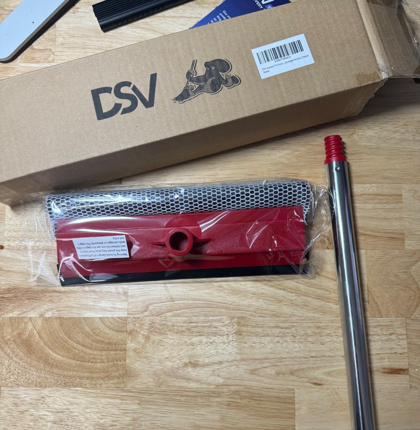 DSV Standard Window Squeegee, 2-in-1 Window Cleaner with 55