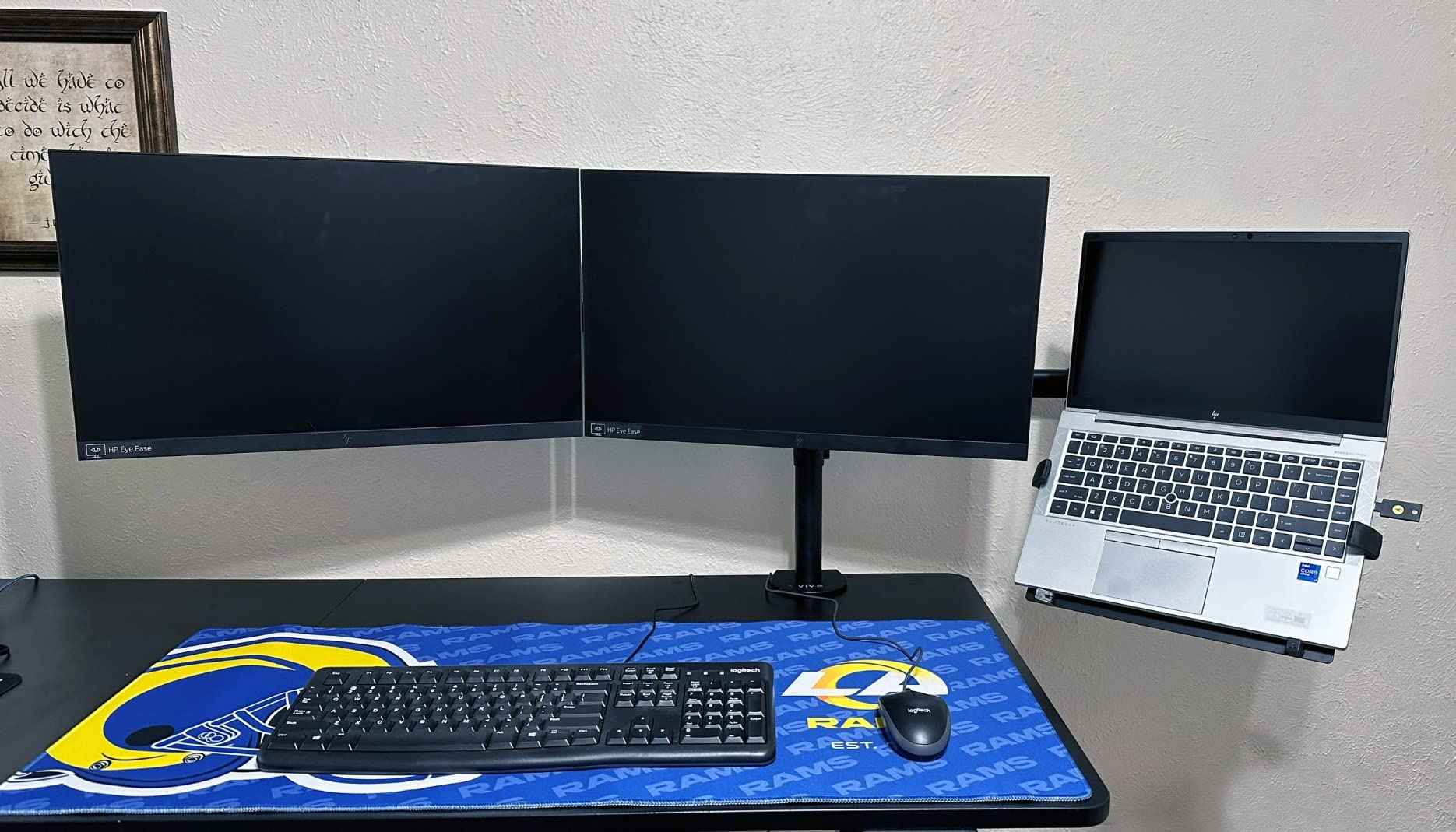 VIVO Dual Monitor + Laptop Mount for 13 to 27 inch Screens and 10 to 15.6 inch Laptops, Triple Screen Viewing, Articulating Arms, Black, STAND-V013L customer photo 1