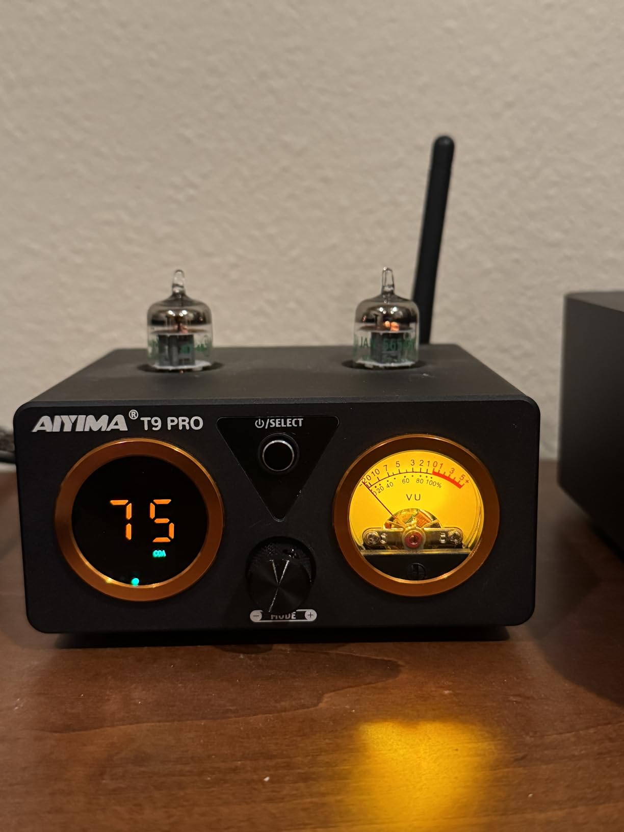 AIYIMA T9PRO 200W 2.1 Channel TPA3250 Tube Bluetooth DAC Stereo Amplifier | HiFi Class D Amp with ES9018K2M, QCC3040 aptX, VU Meter & Digital Display, Remote Control, Treble/Bass, AUX Output, for Home Speakers customer photo 2