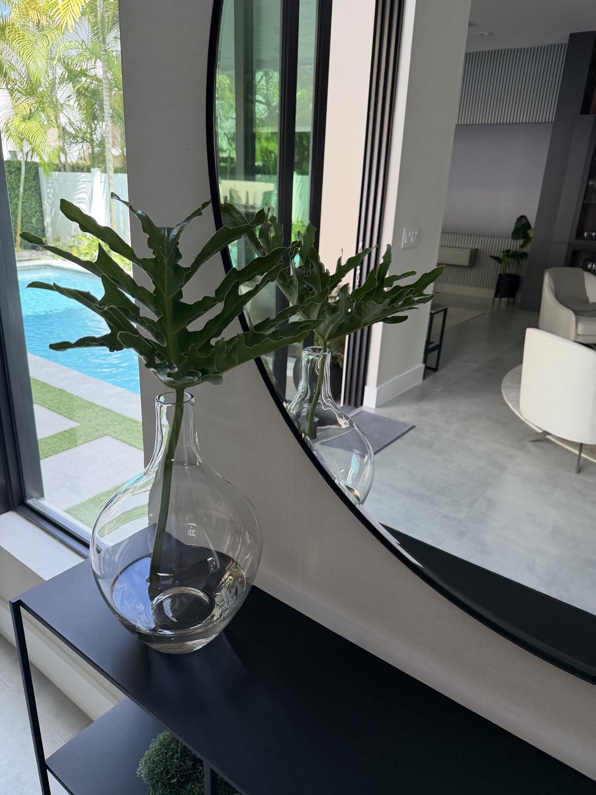 Floor Vase, Large Gray Glass Tall Big Vases, Smoked Black Glass Vase, Large Decorative, 15 inches Tall, Demijohn customer photo 2