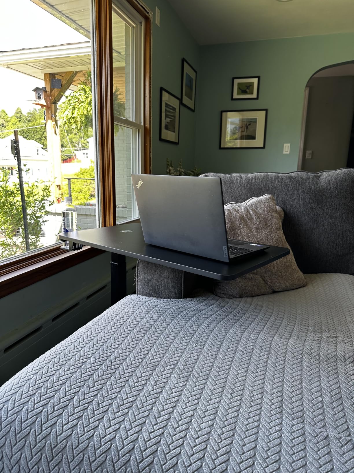 FLEXISPOT H7 Pneumatic Overbed Table with Wheels, C-shaped bedside table, Medical End Table, Rolling Cart TV Tray, Laptop desk for Hospital Home office use customer photo 1