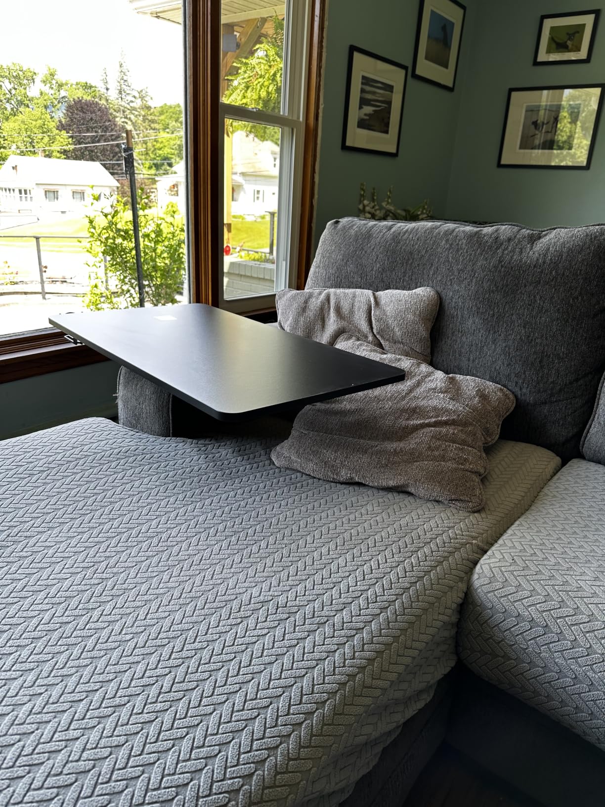 FLEXISPOT H7 Pneumatic Overbed Table with Wheels, C-shaped bedside table, Medical End Table, Rolling Cart TV Tray, Laptop desk for Hospital Home office use customer photo 2