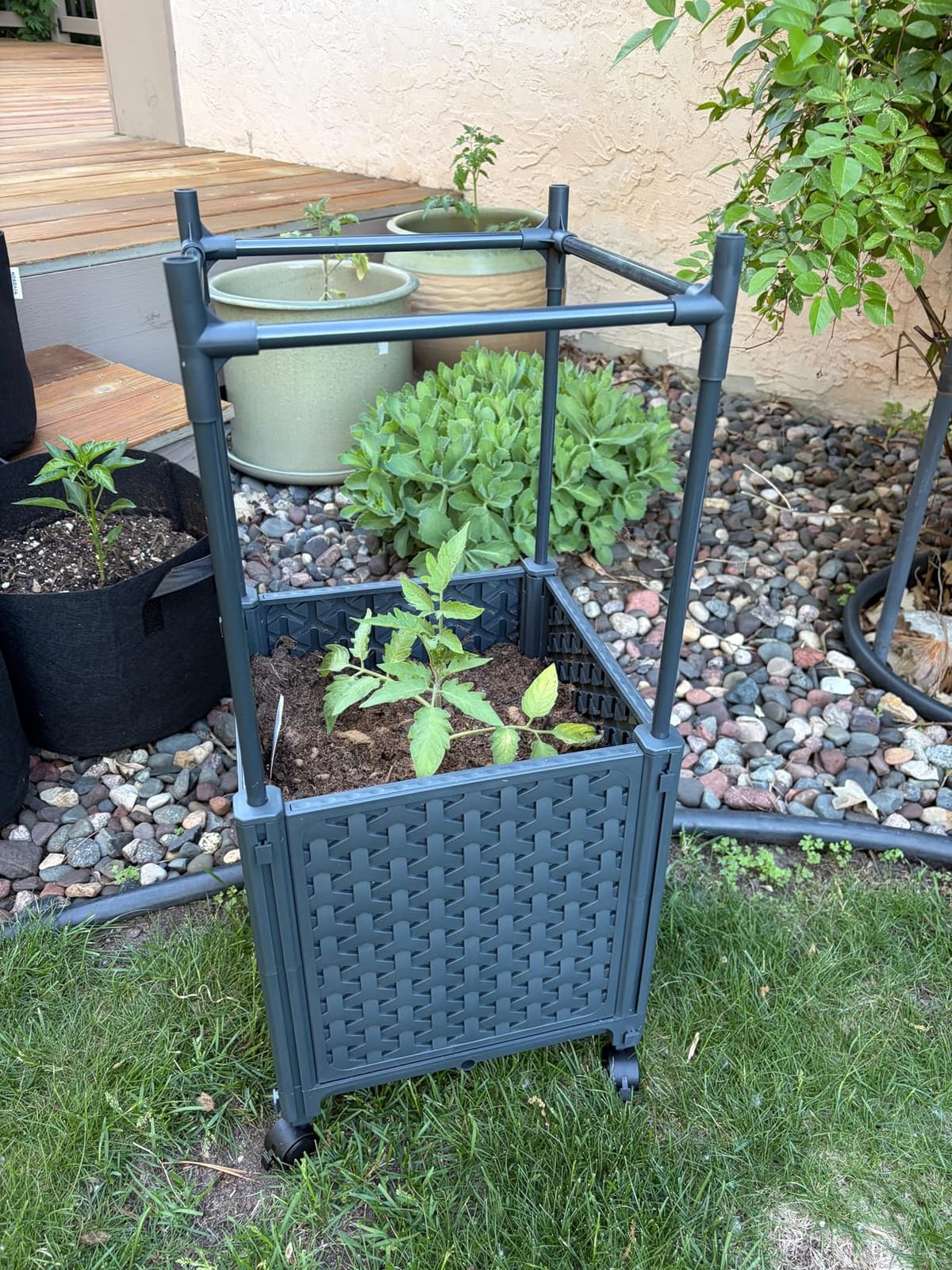 LINEX Raised Garden Bed Planter Box with Trellis, 56.7