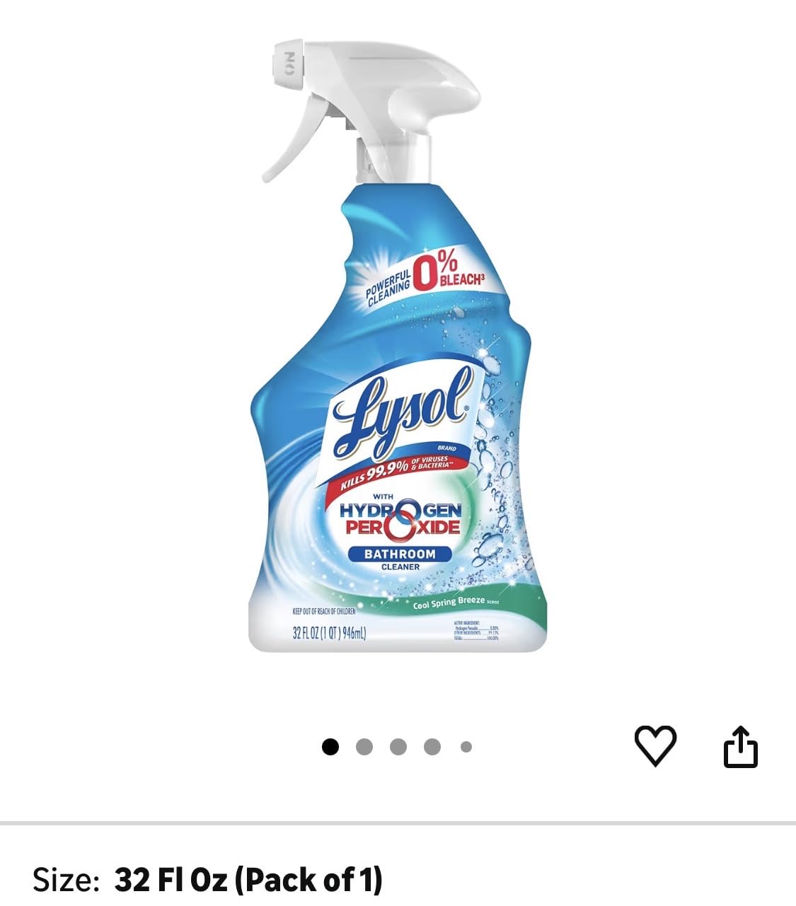 LYSOL OXI Action Bathroom Cleaner Spray, Disinfectant Spray, 32 oz | Multipurpose Toilet & Shower Cleaner with Hydrogen Peroxide, 0% Bleach Spray For Limescale & Soap Scum customer photo 2