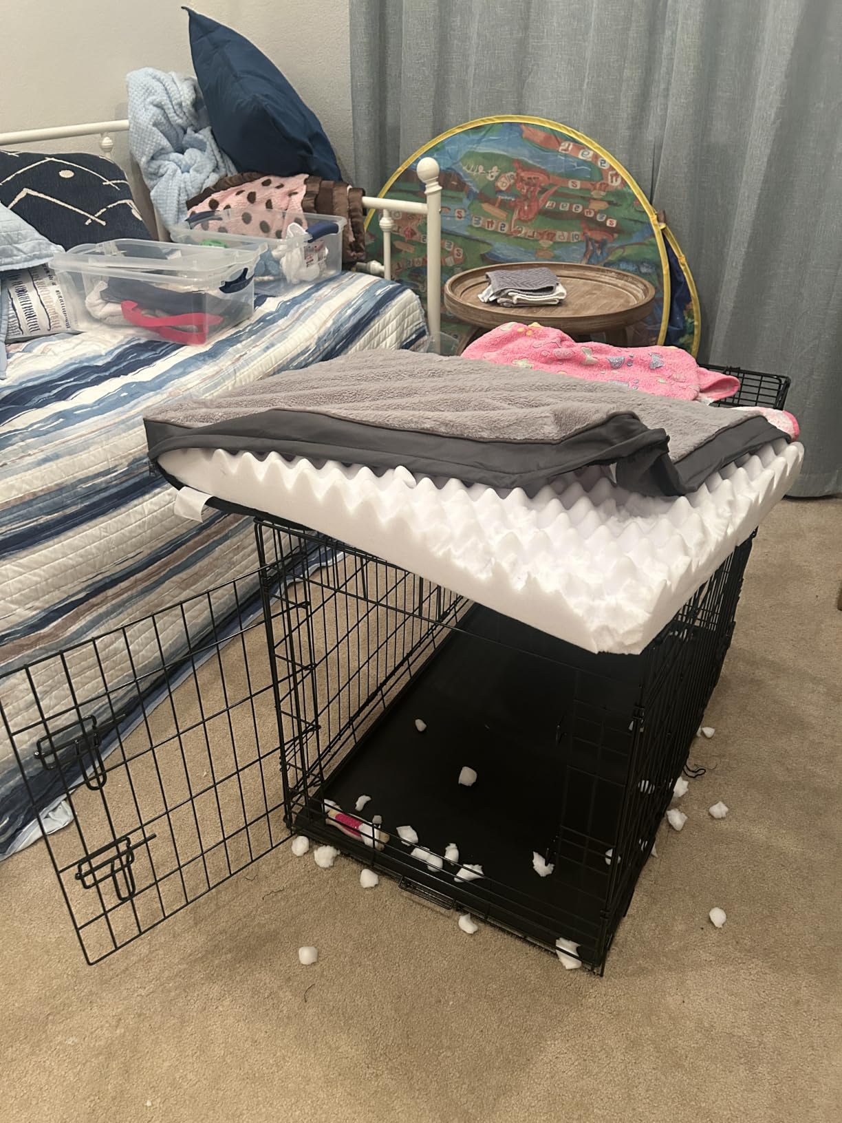 Sunheir Washable Orthopedic Large Dog Bed with Removable Cover, Pet Bed Mat | Big Waterproof Dog Crate Bed, Egg Crate Foam Support, Anti-Slip Bottom, Easy-Clean, Soft Plush Dog Beds Large Sized Dog, Grey customer photo 2