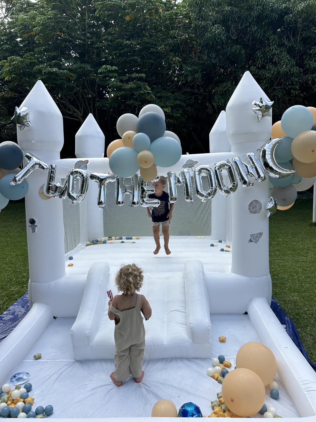 Inflatable White Bounce House for Kids with UL Blower-Portable, Large Ball Pool and Jump Space 3in1 Bouncy Castles A Spacious Joy-Room Bounce House for Kids 3-12 (Oxford material-13' L X 8' W X 8' H) customer photo 1