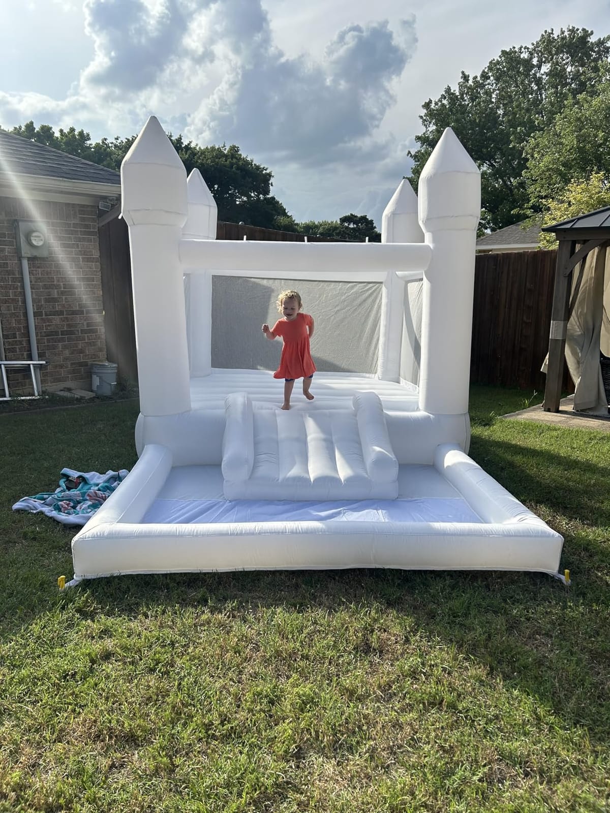 Inflatable White Bounce House for Kids with UL Blower-Portable, Large Ball Pool and Jump Space 3in1 Bouncy Castles A Spacious Joy-Room Bounce House for Kids 3-12 (Oxford material-13' L X 8' W X 8' H) customer photo 2
