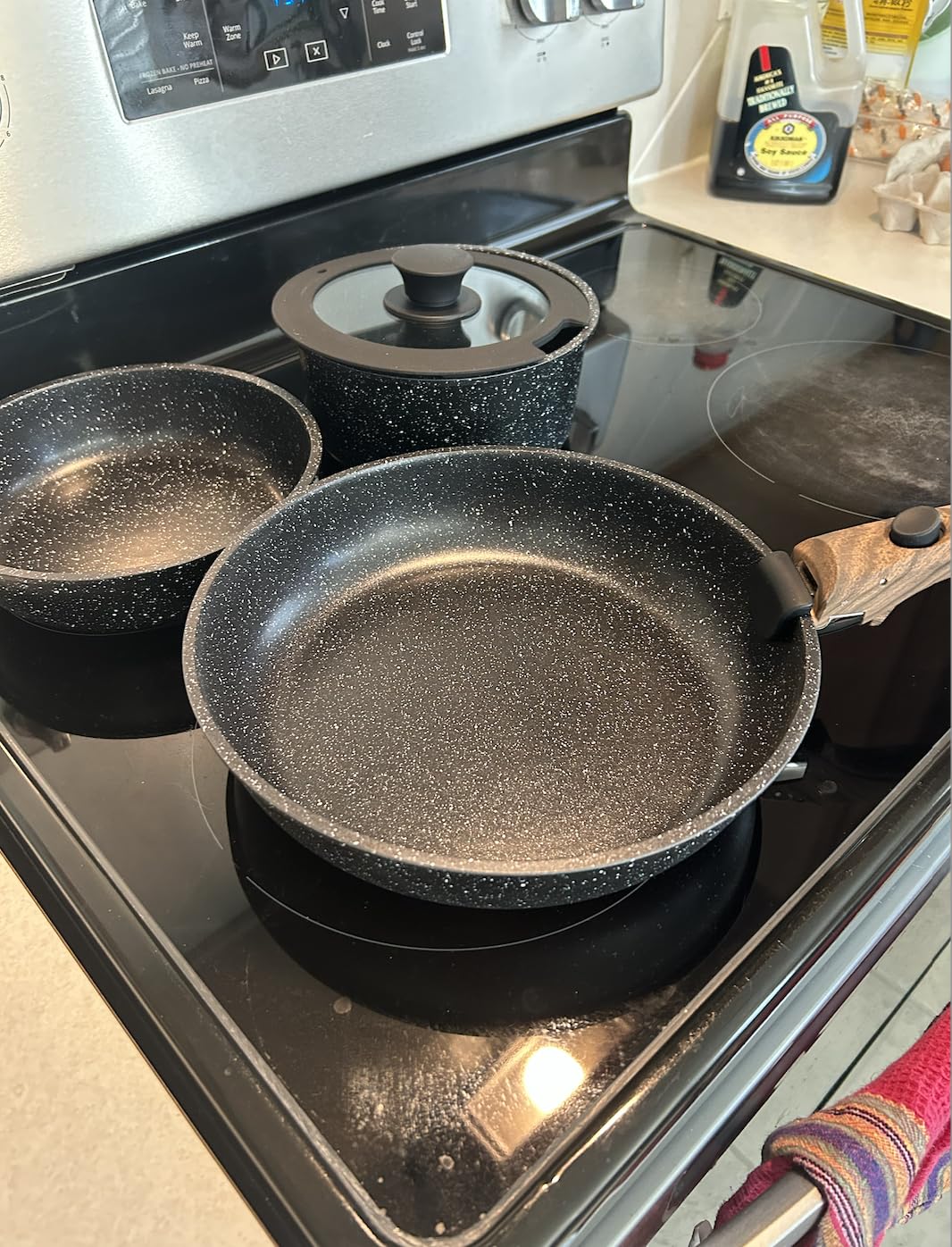 Kitchen Academy Removable Handle Induction Pots and Pans Set - 10 Piece Non-stick Cookware Sets, Black Granite Stackable RV Cookware for Camp customer photo 2