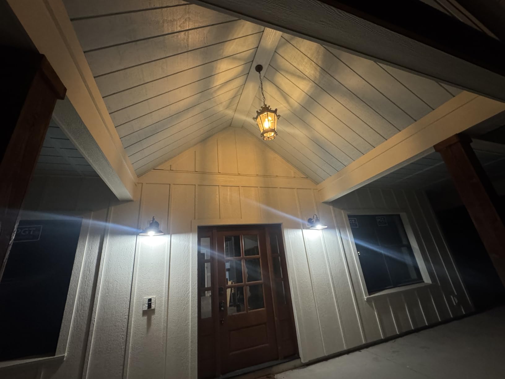Emliviar Vintage Outdoor Pendant Light, 20 Inch Large Exterior Hanging Porch Light with Clear Glass, Die-Cast Aluminum in Black Finish, XE267H BG customer photo 2