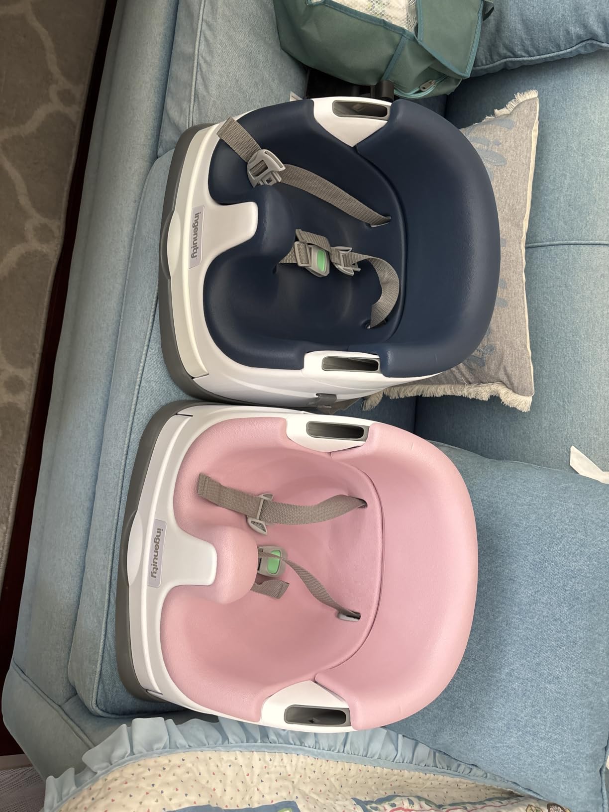 Ingenuity Baby Base 2-in-1 Booster Feeding and Floor Seat with Self-Storing Tray - Mist customer photo 1