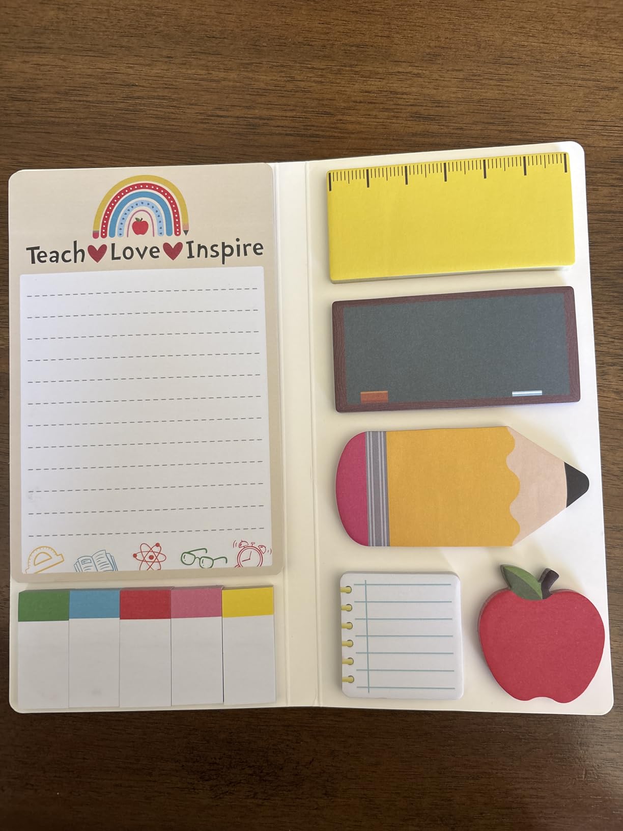 Xqumoi Teaching is A Work of Heart Sticky Notes Set Back to School Supplies | Self-Stick Note Pad, Teacher Appreciation Gift, Blackboard Pencil Apple Shape, Writing Memo Pad Page, Office Classroom, White customer photo 1