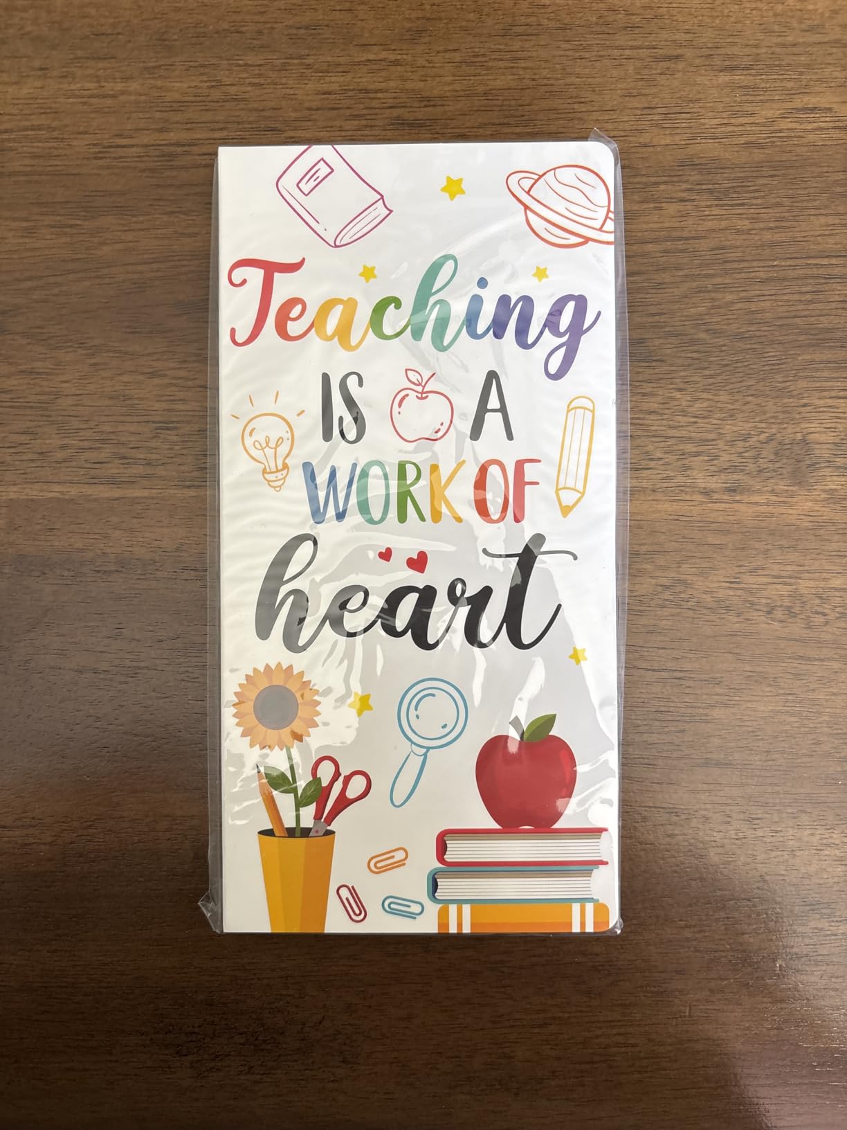 Xqumoi Teaching is A Work of Heart Sticky Notes Set Back to School Supplies | Self-Stick Note Pad, Teacher Appreciation Gift, Blackboard Pencil Apple Shape, Writing Memo Pad Page, Office Classroom, White customer photo 2