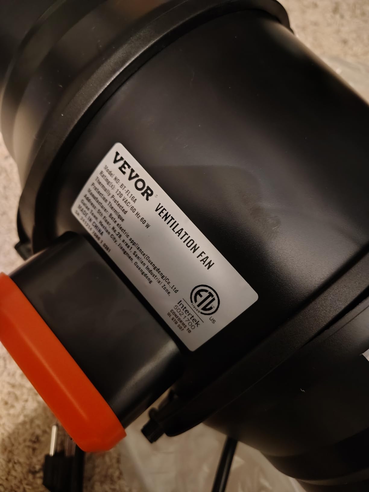 VEVOR Inline Duct Fan, 6-Inch 400 CFM with Variable Speed Controller, Quiet AC-Motor customer photo 1