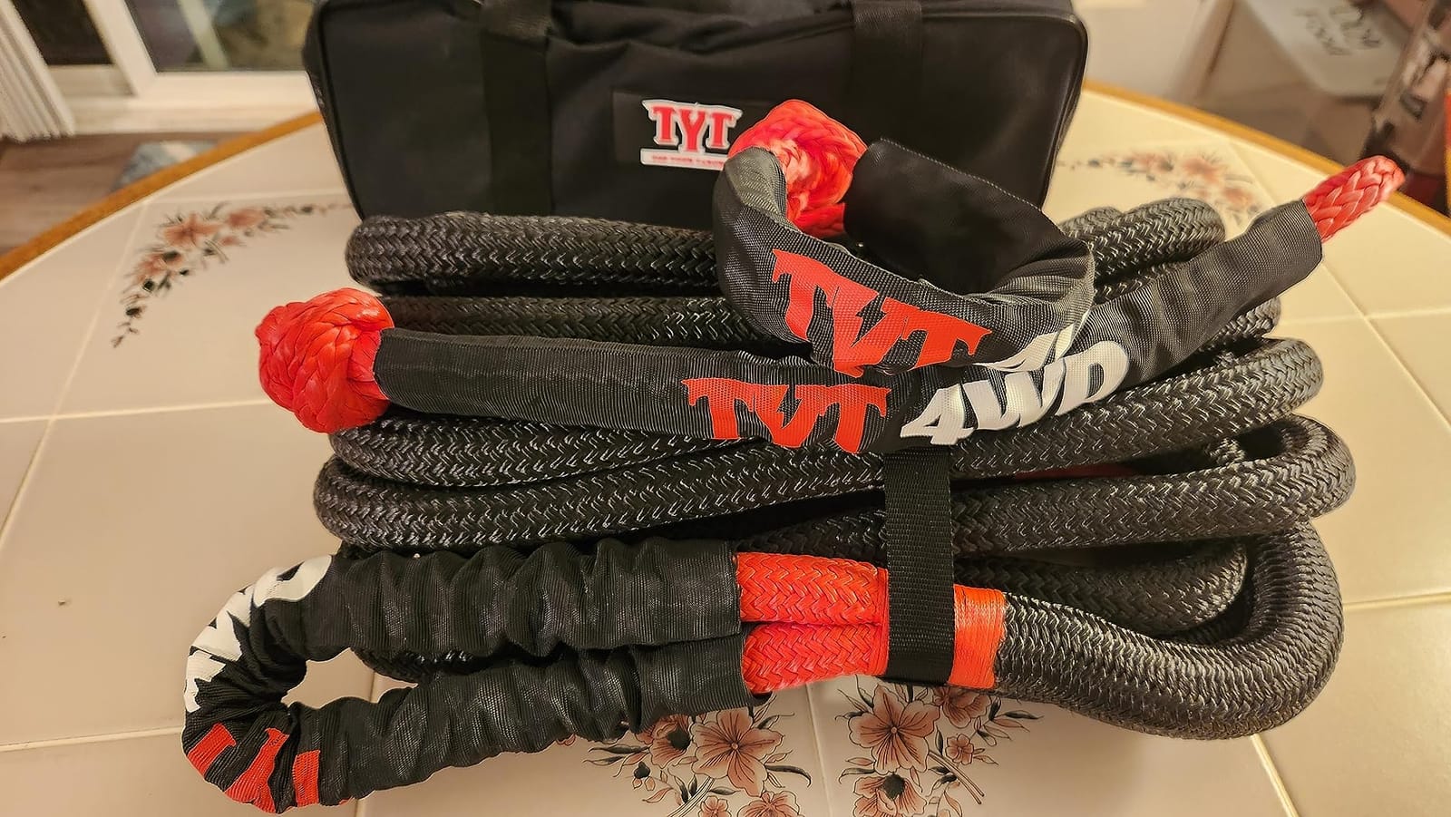 TYT Kinetic Recovery Rope, (1in x 30ft Red) 48,500lbs Snatch Strap, Heavy Duty Stretch Nylon Towing Ropes for Offroad Vehicle, Jeep, SUV, ATV, UTV, Tractor Elastic customer photo 1