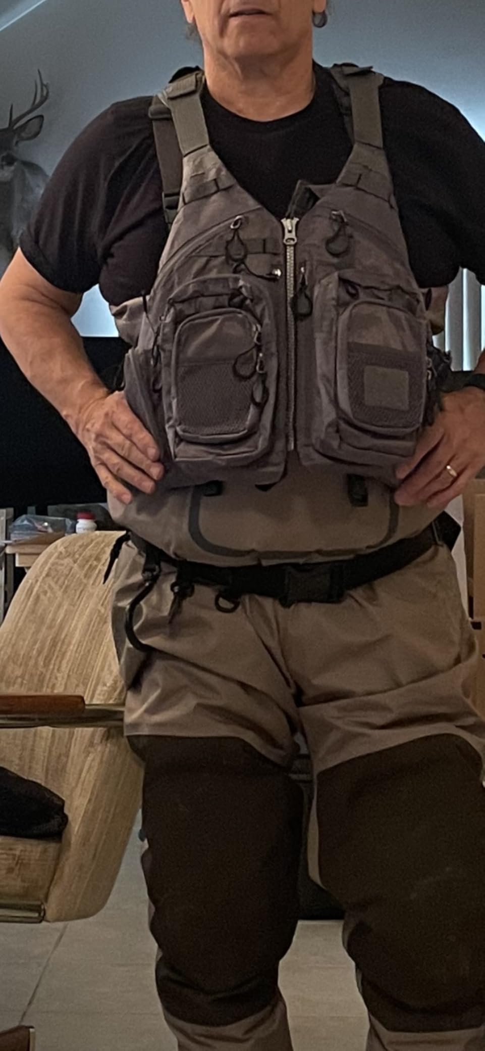 JKSPORTS Fly Fishing Vest - Fishing Safety Life Jacket for Swimming, Sailing, Boating, Kayak - Floating Multifunction Breathable Backpack for Men and Women - Adjustable, Grey/Green/Red/Blue customer photo 2
