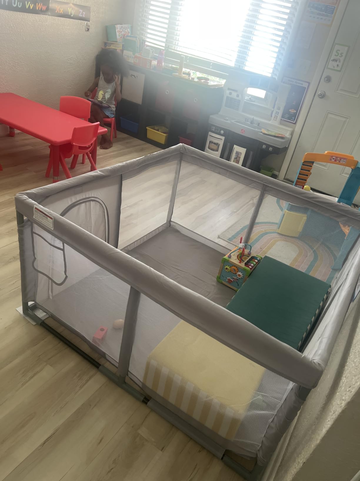 Hiaksedt Baby Playpen 50x50 Inch, Play Pens for Babies and Toddlers | Baby Fence for Indoor & Outdoor, Sturdy Safety Play Yard with Soft Breathable Mesh, Anti-Fall, Grey customer photo 2