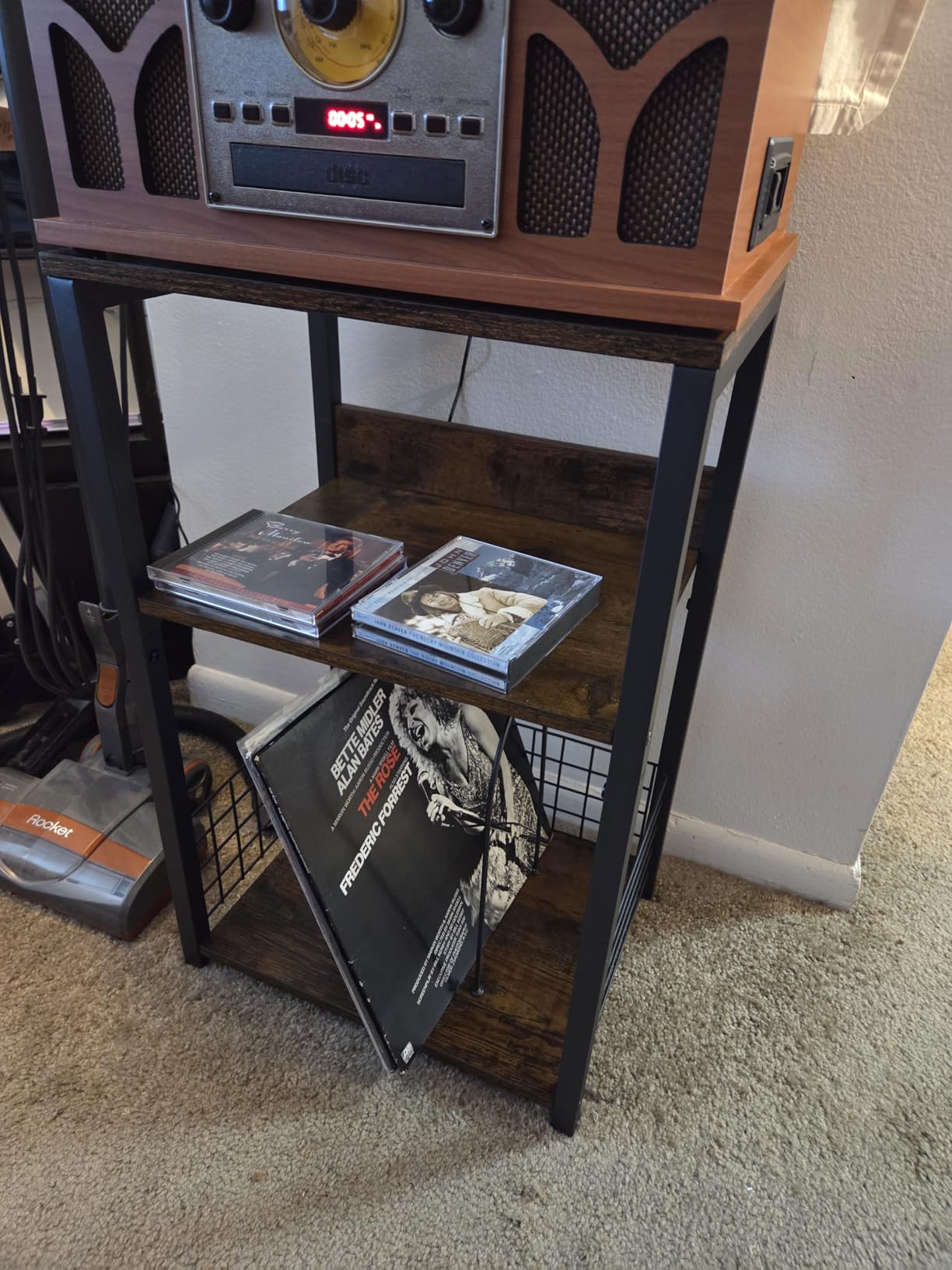 LELELINKY 3 Tier End Table, Record Player Stand with Storage Up to 100 Albums, Turntable Stand for Vinyl, Brown Records Shelf for Living Room Bedroom customer photo 1