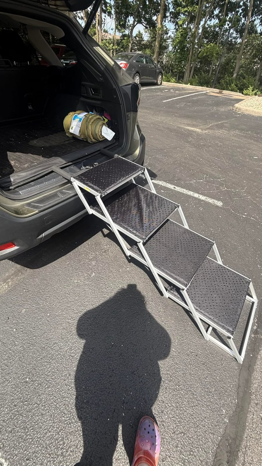 Extra Wide Dog Stairs for Large Dogs, Foldable Dog Ramp for Car with Non-Slip Surface, Dogs Stairs for Cars, High Beds, Truck, Supports up to 250 lbs, 4 Steps customer photo 1