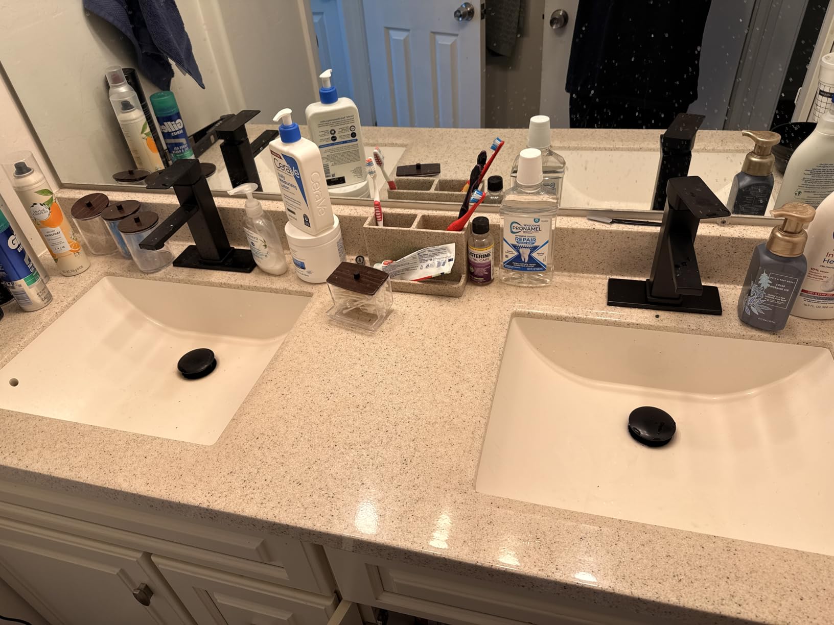 Bathroom Faucets Set with Pop Up Drain, Modern Single Handle Black Bathroom Sink Faucet w/Deck Plate(1 or 3 Hole), Farmhouse RV Vanity Sink Faucet-2 Sets, baño lavamanos Llave customer photo 1