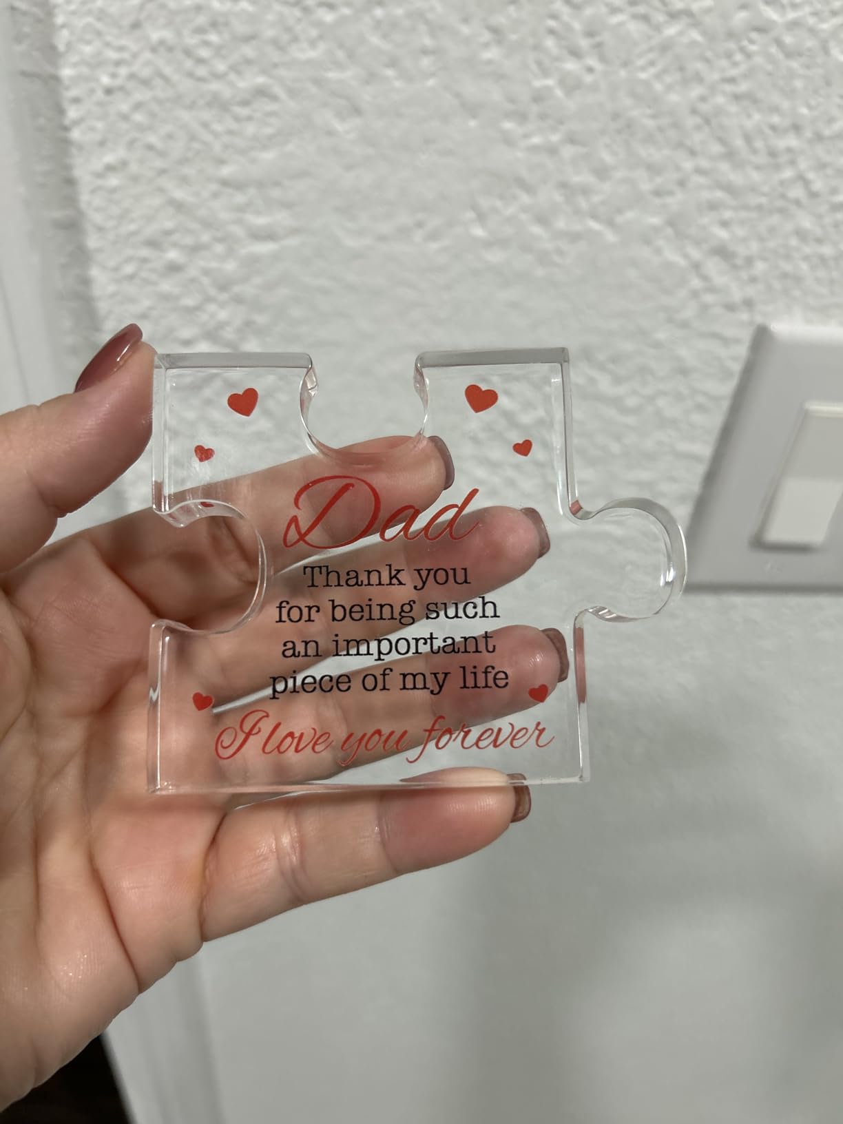 VELENTI Fathers Day Dad Birthday Gift - Engraved Acrylic Block Puzzle Dad Keepsake 3.35 x 2.76 Inch - Cool Father's Day Presents from Daughter, Son, Mom - Heartwarming Men Birthday Gift Idea customer photo 1