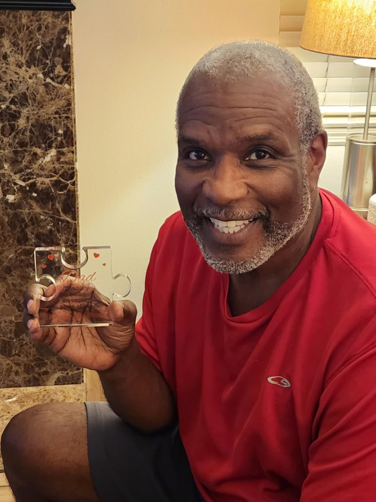 VELENTI Fathers Day Dad Birthday Gift - Engraved Acrylic Block Puzzle Dad Keepsake 3.35 x 2.76 Inch - Cool Father's Day Presents from Daughter, Son, Mom - Heartwarming Men Birthday Gift Idea customer photo 2
