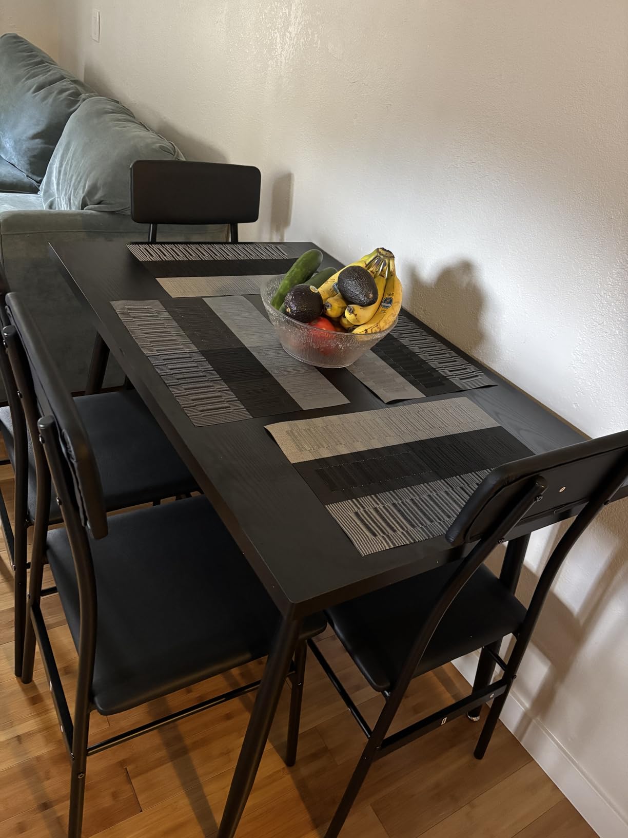 Gizoon Dining Table Set for 4, Modern Kitchen Table with Chairs, Black | Wood Top & Upholstered Chairs, 5-Piece Set for Apartment and Small Spaces, Comedor de 4 Sillas y Mesa customer photo 2