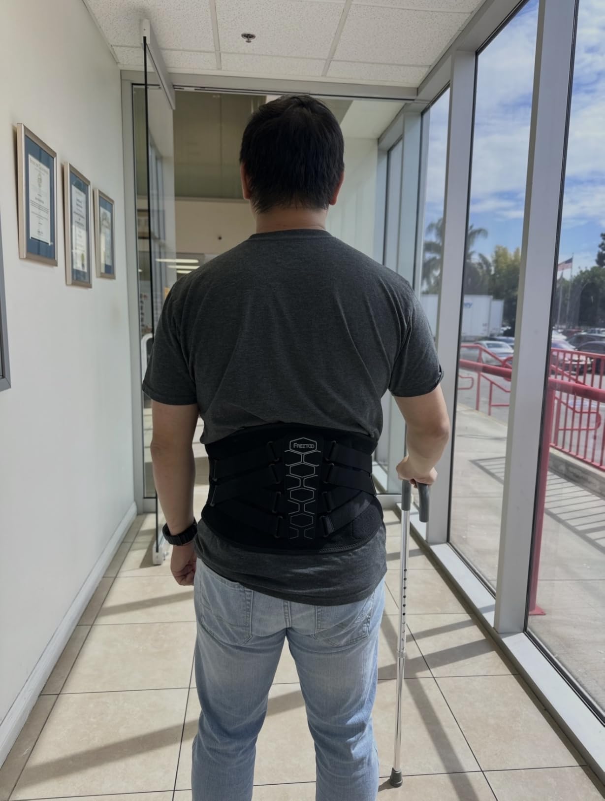 FREETOO Back Brace For Lower Back Pain Relief, Back Support Brace Men Women | 3D Knitted Fabric, Metal Plate, Lumbar Pad, Herniated Disc, Sciatica, Strain, Work, Heavy Lifting, Gym customer photo 2
