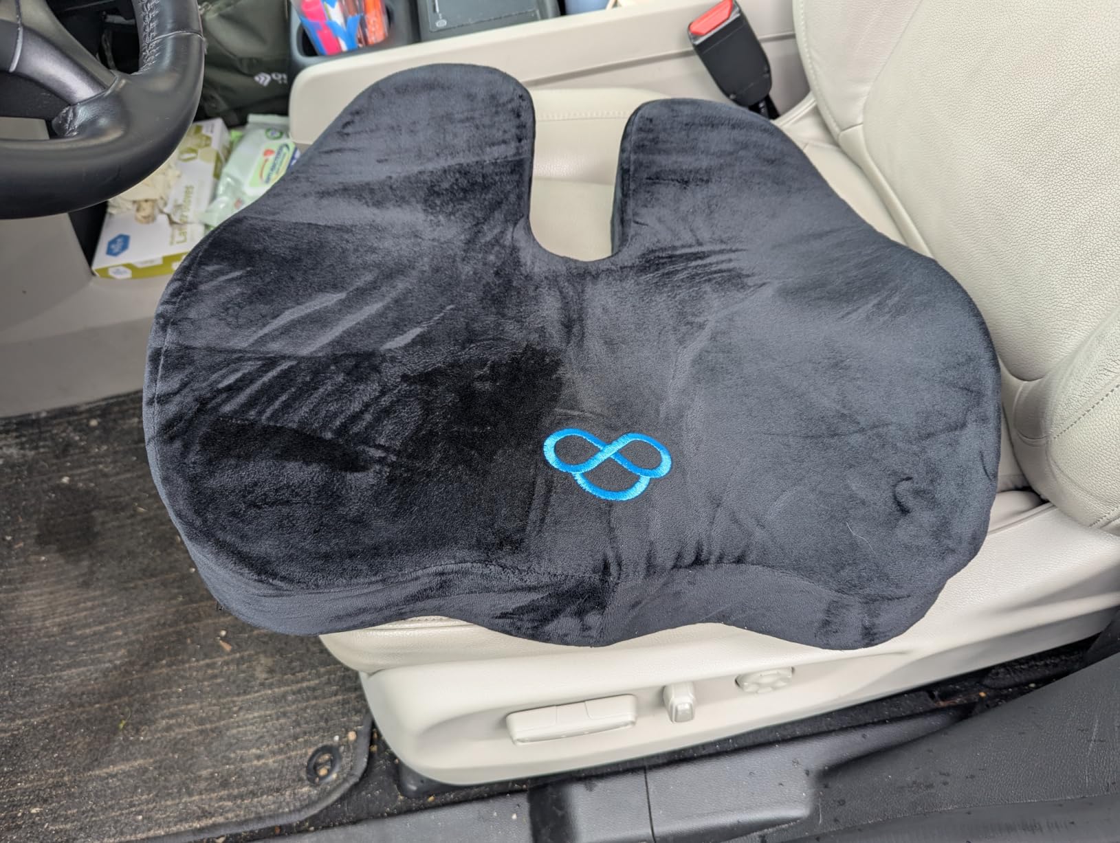 BlissTrends Memory Foam Seat Cushion for Office Chair & Car Seat, Black | Ergonomic Tailbone & Sciatica Support with Removable Velvet Cover for Pressure Relief and Long Sitting Comfort, 3.3