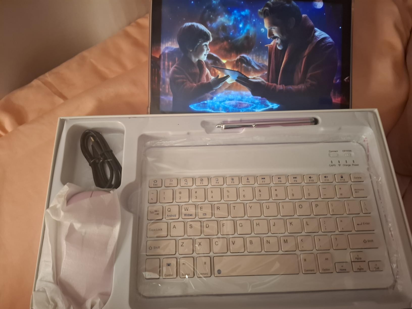 Android 15 | Tablet with Keyboard | Tablet 10 inch | 2 in 1 Tablet | 8GB+32GB+2TB Expand | 1280 * 800 IPS Touch Screen Computer | 5G WiFi 6, L1 | Long Battery Life Tablet (Pink) customer photo 1
