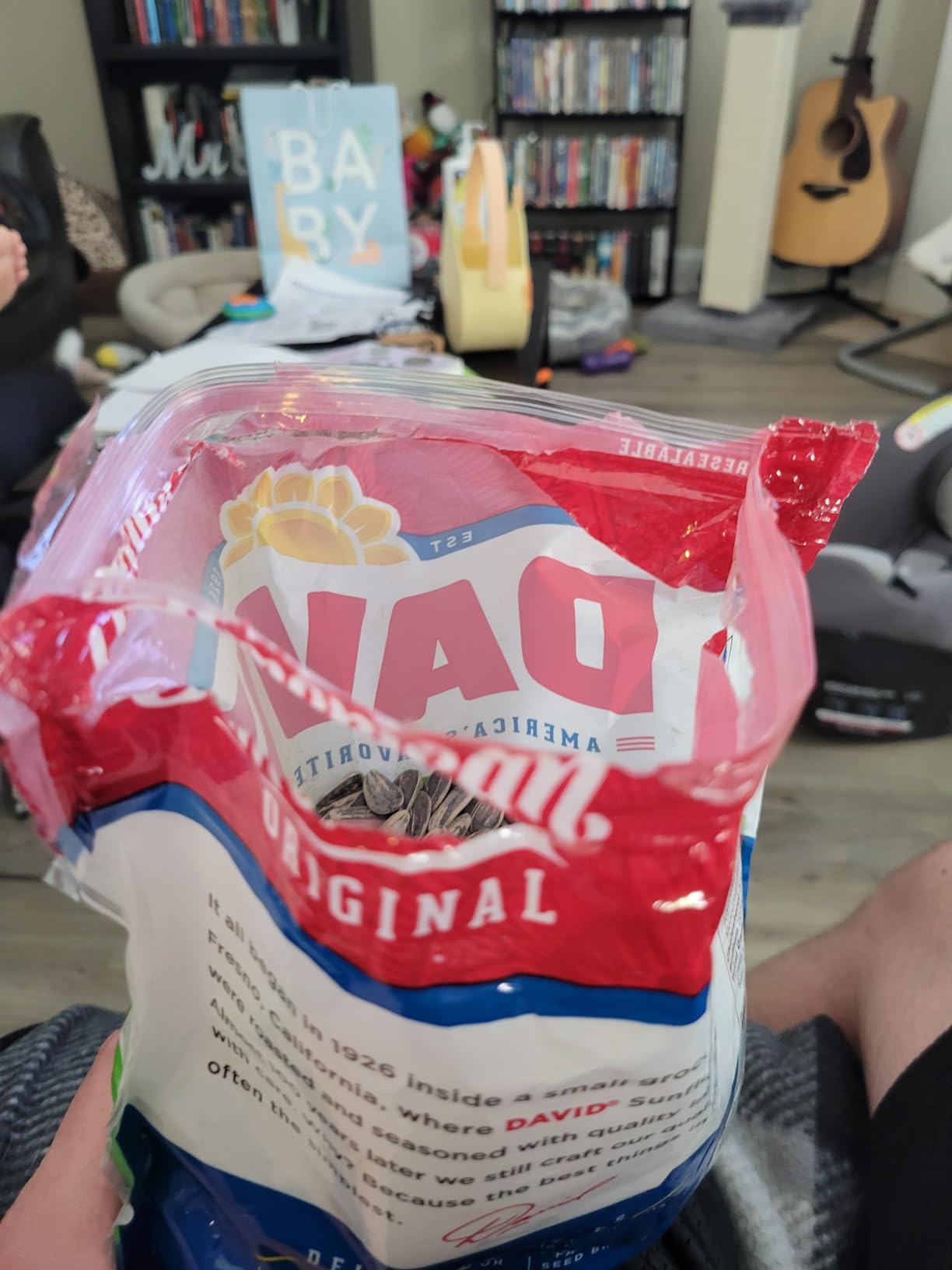 DAVID Reduced Sodium Sunflower Seeds, Original Flavor, 16 oz. | 8g protein per serving; Reduced Sodium Original flavor; great for baseball games & road trips; perfect for desk snacking customer photo 2