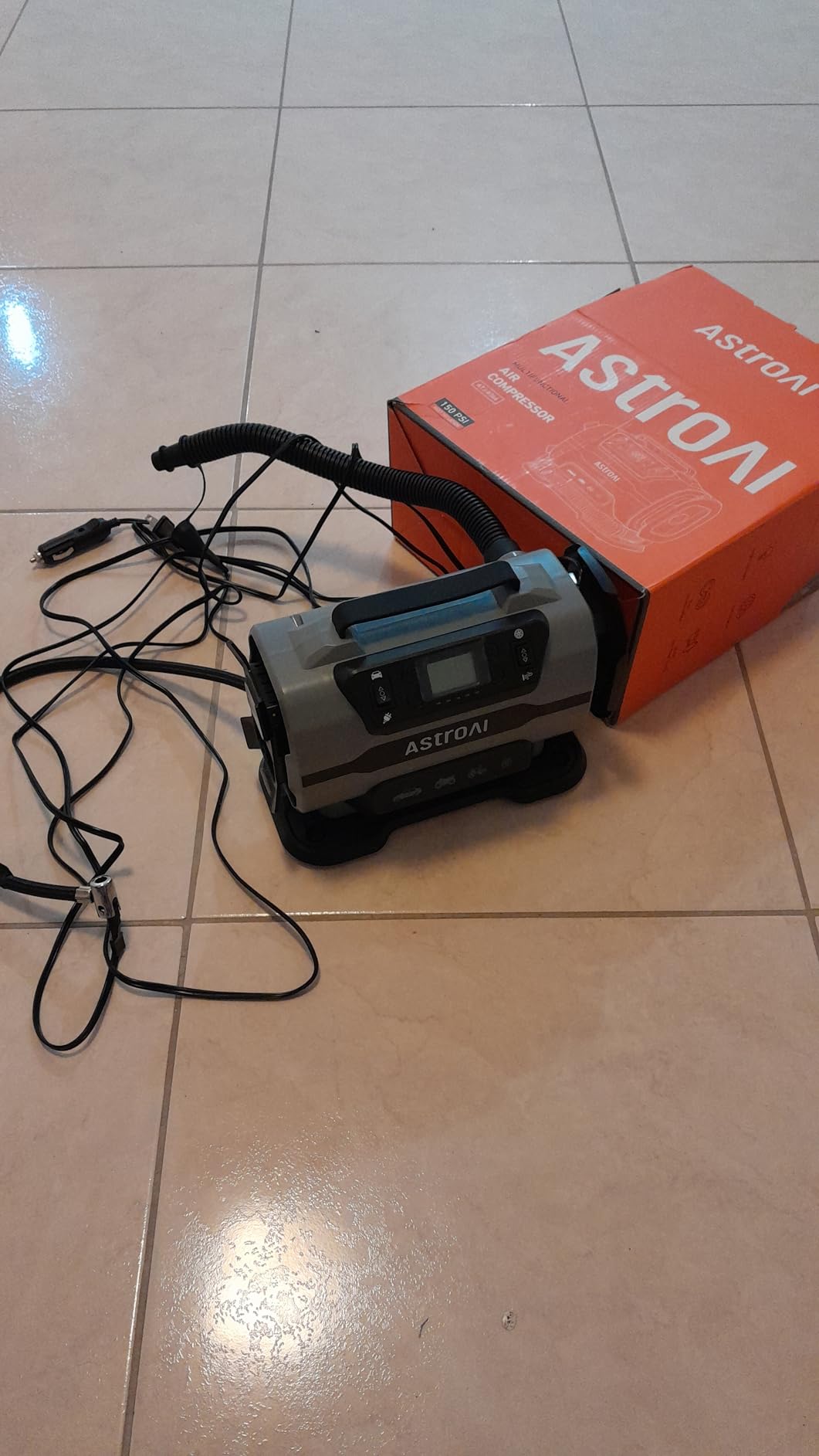 AstroAI Tire Inflator Portable Air Compressor, 12V DC/120V AC Dual Power | Fast-Inflating Air Pump with Dual Metal Motors, 150PSI Digital Gauge for Car, SUV, Bike Tires & Air Mattresses, Yellow customer photo 2